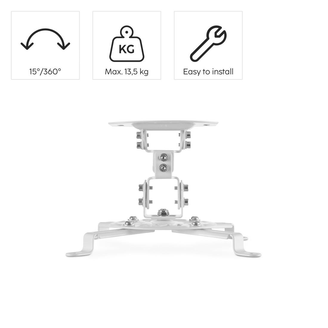 Hama Beamer-Deckenhalterung »Beamerhalterung für die Decke, Wand, Dachschräge, vollbeweglich, weiß«, schwenkbar, drehbar, neigbar, Traglast max. 13,5 kg