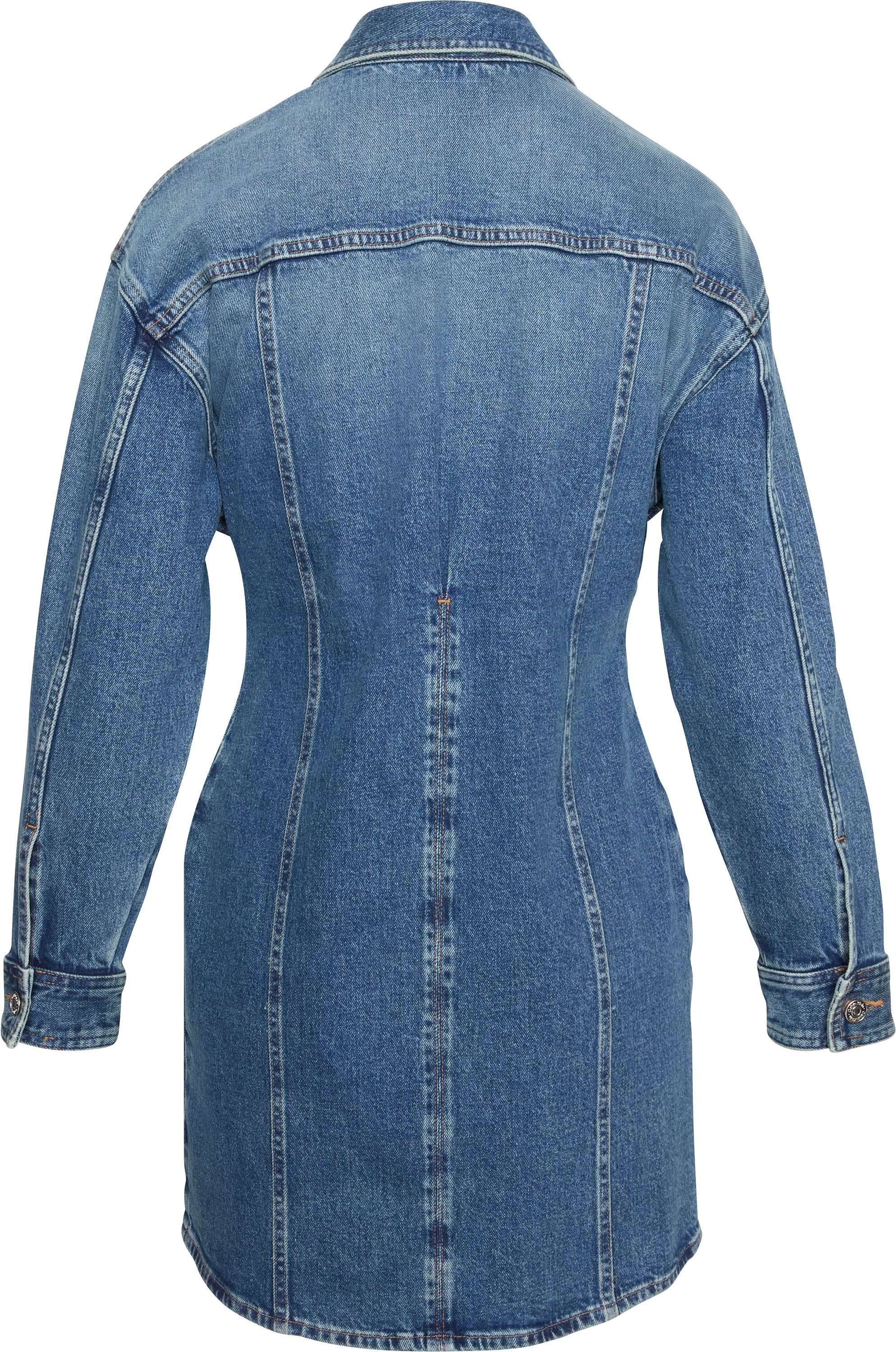 Calvin Klein Jeans Jeanskleid »LS DENIM MINI DRESS« Klappentaschen Mit Rundhalsausschnitt, figurbetont