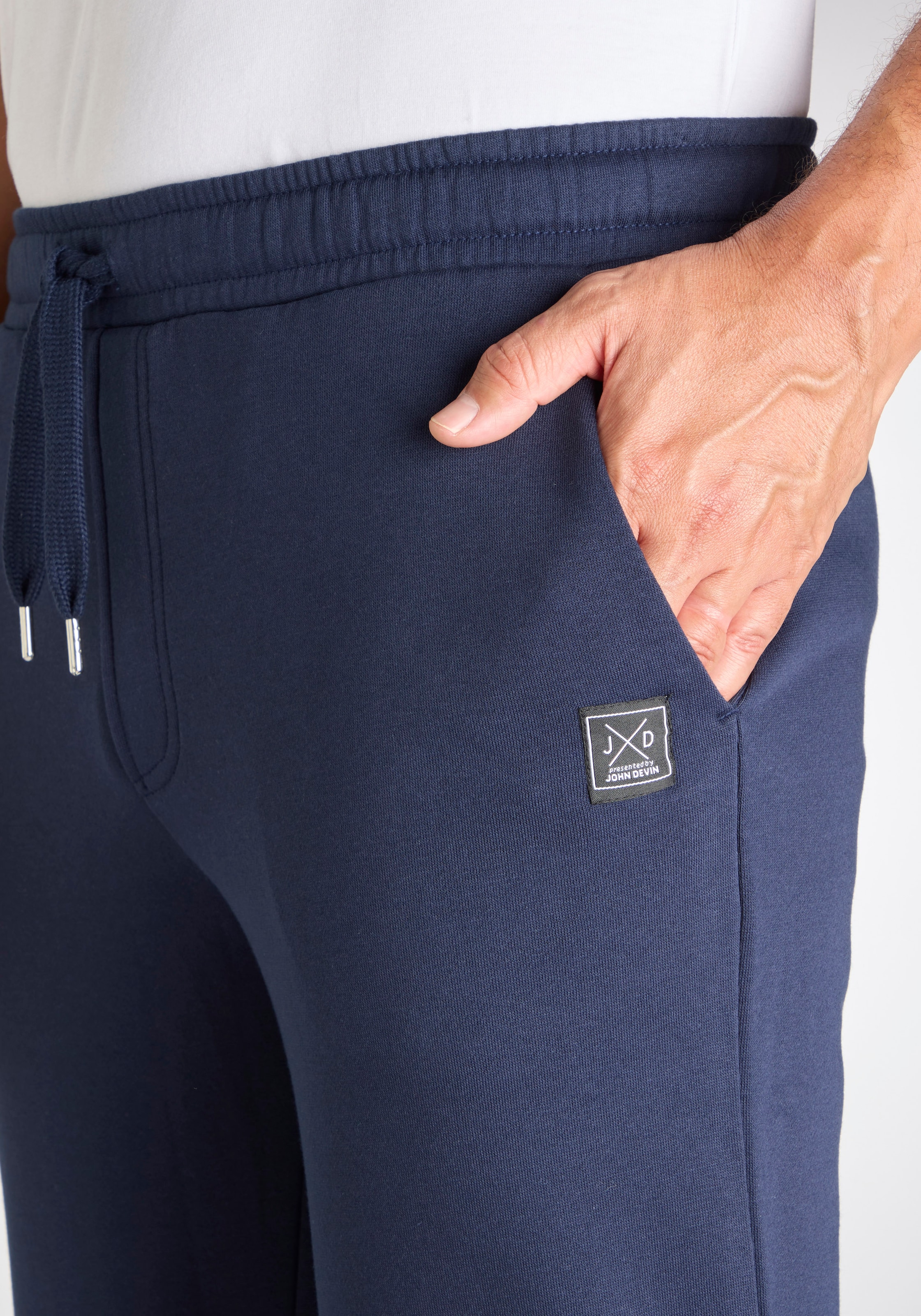 John Devin Sweathose »- Jogginghose aus innen angerauter Sweatware«  mit breiter Kordel und seitlichen Taschen