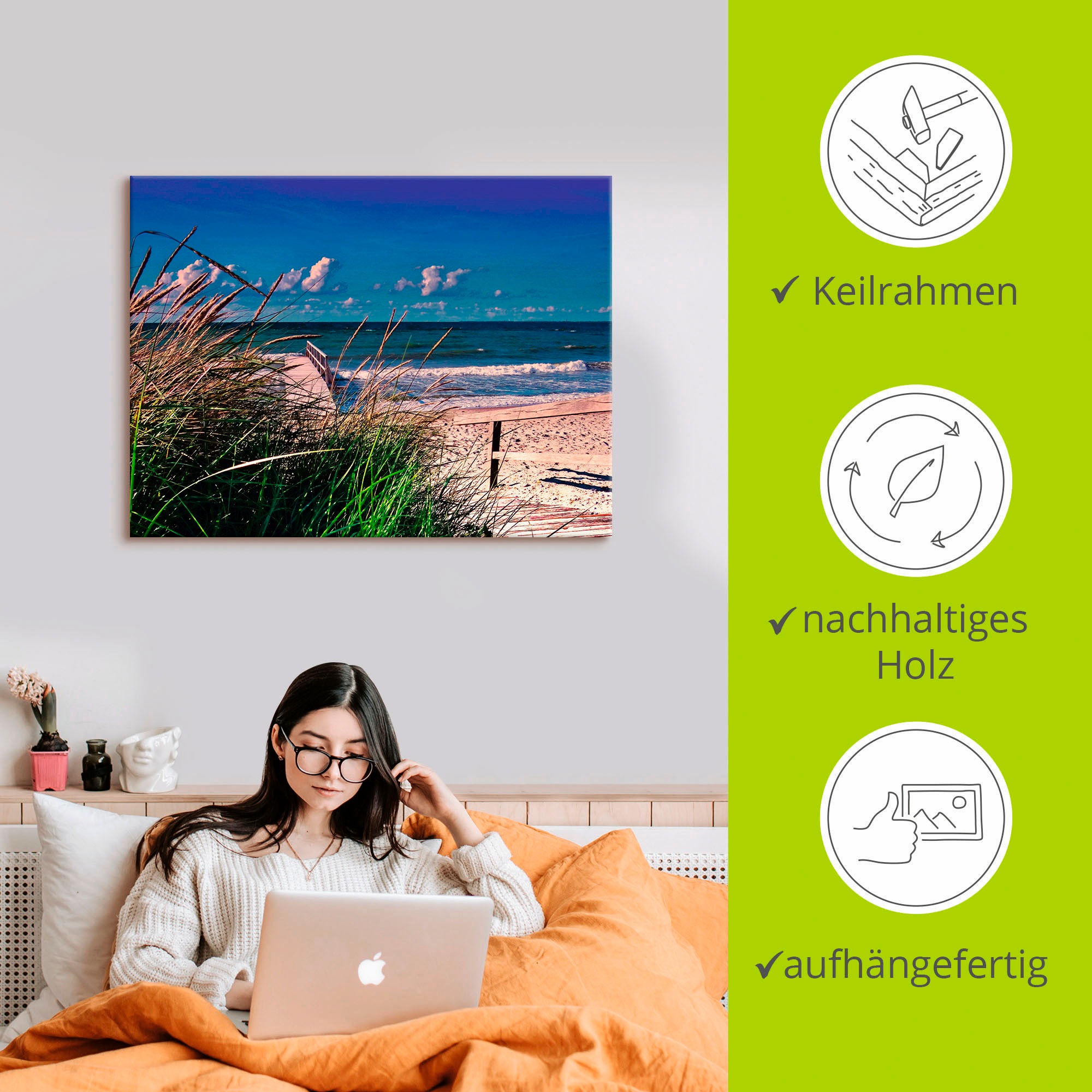 Artland Wandbild »Ostsee Impression Heiligenhafen« Strand 1 Stk. tlg. auf Holzrahmen gespannt