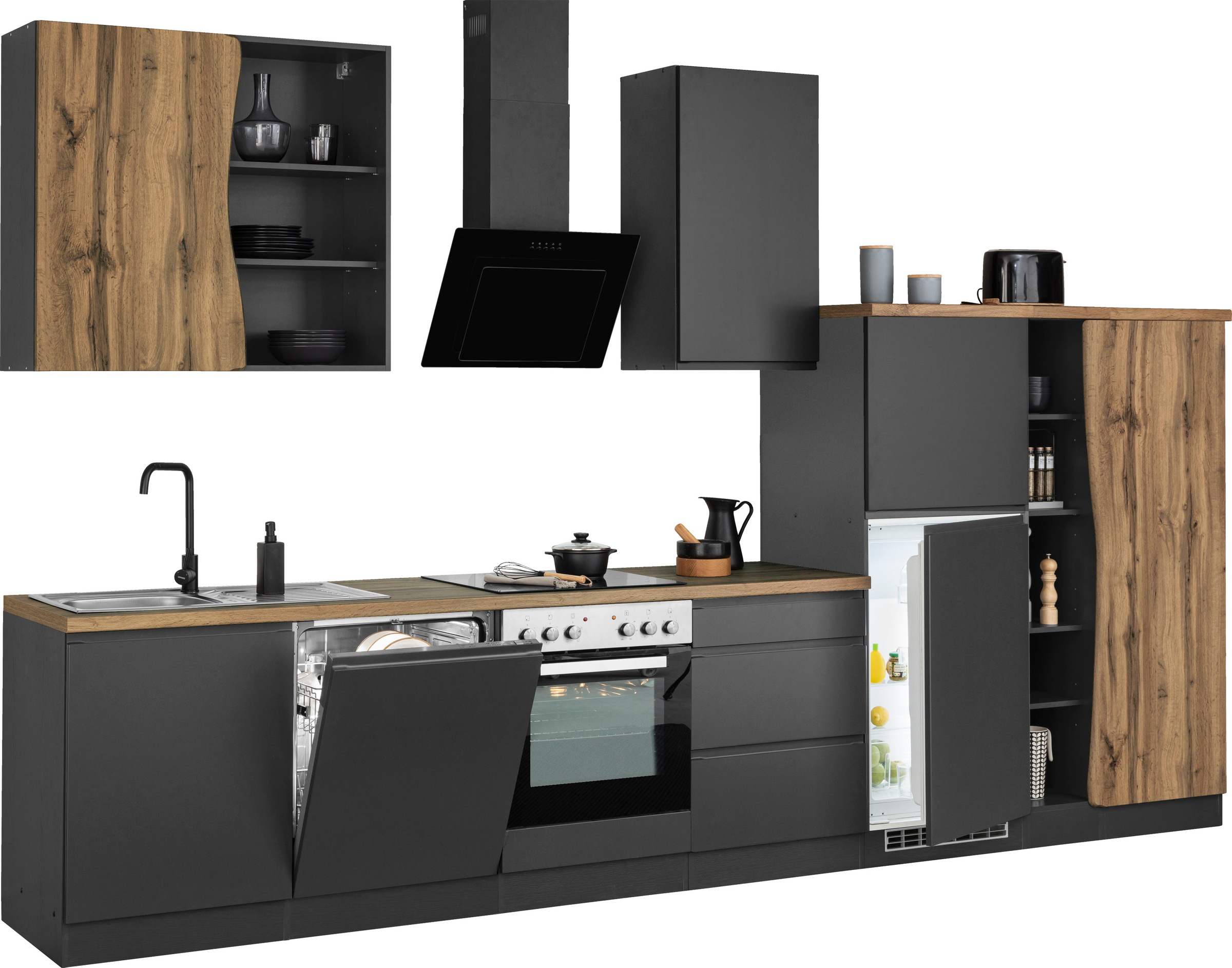 HELD MÖBEL Küche »Bruneck«, bei 380cm hochwertige oder E-Geräte, ohne kaufen breit, MDF-Fronten OTTO wahlweise mit