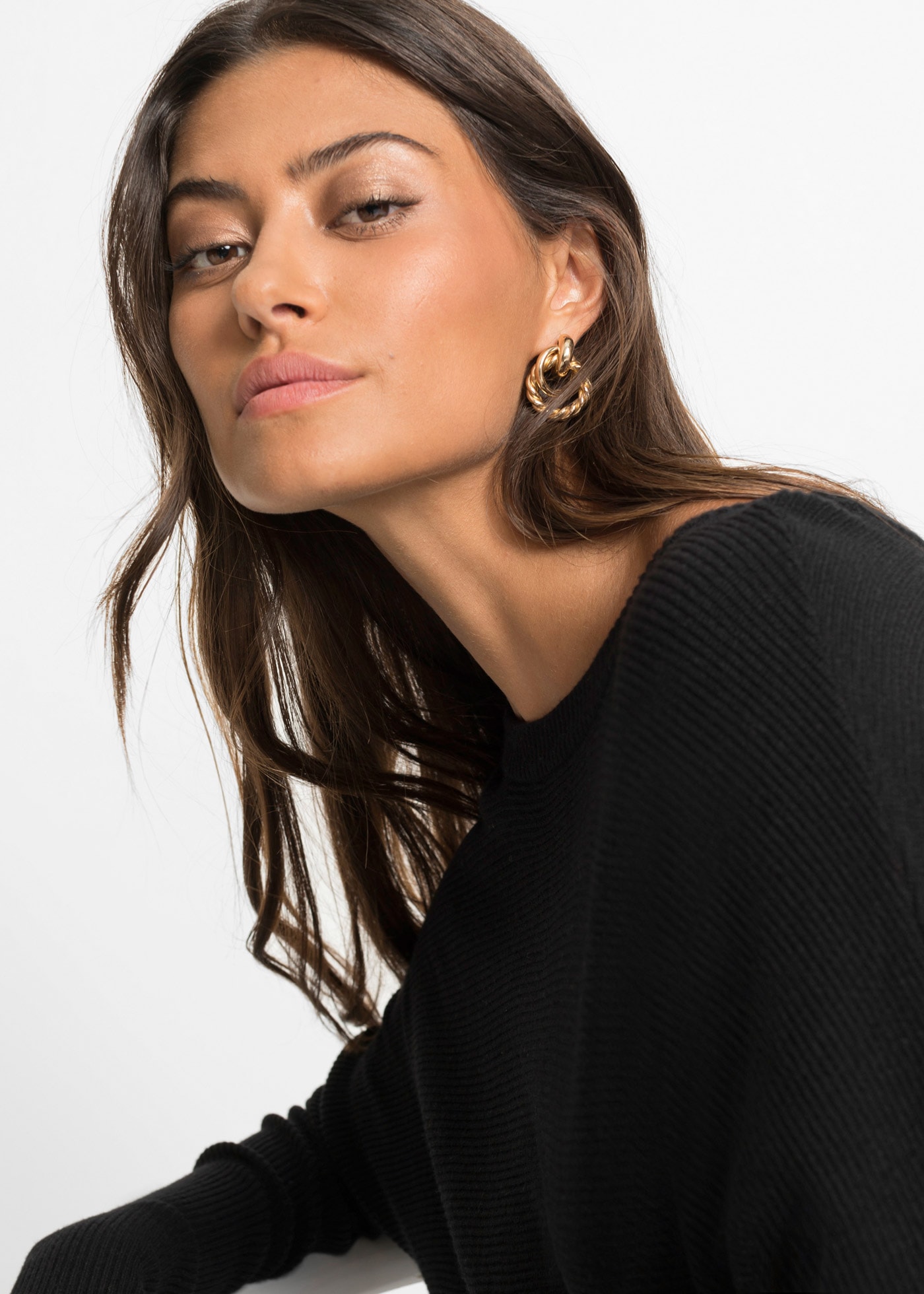 bonprix Longpullover aus Viskose-Mix, mit Langarm, für Wintermode, Oversize Passform