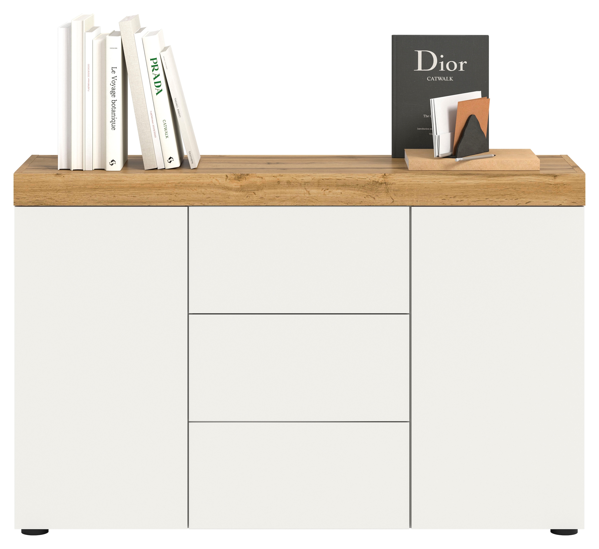 OTTO home Sideboard »MAMBO, TOPSELLER!, Breite 125cm, 2 Türen, 3 Schubkästen, push-2-open« 2 farbige Ausführung, in verschiedenen Farben erhältlich, 1 Stk. tlg. Sideboard, Kommode, Wohnzimmer, Flur, Arbeitszimmer