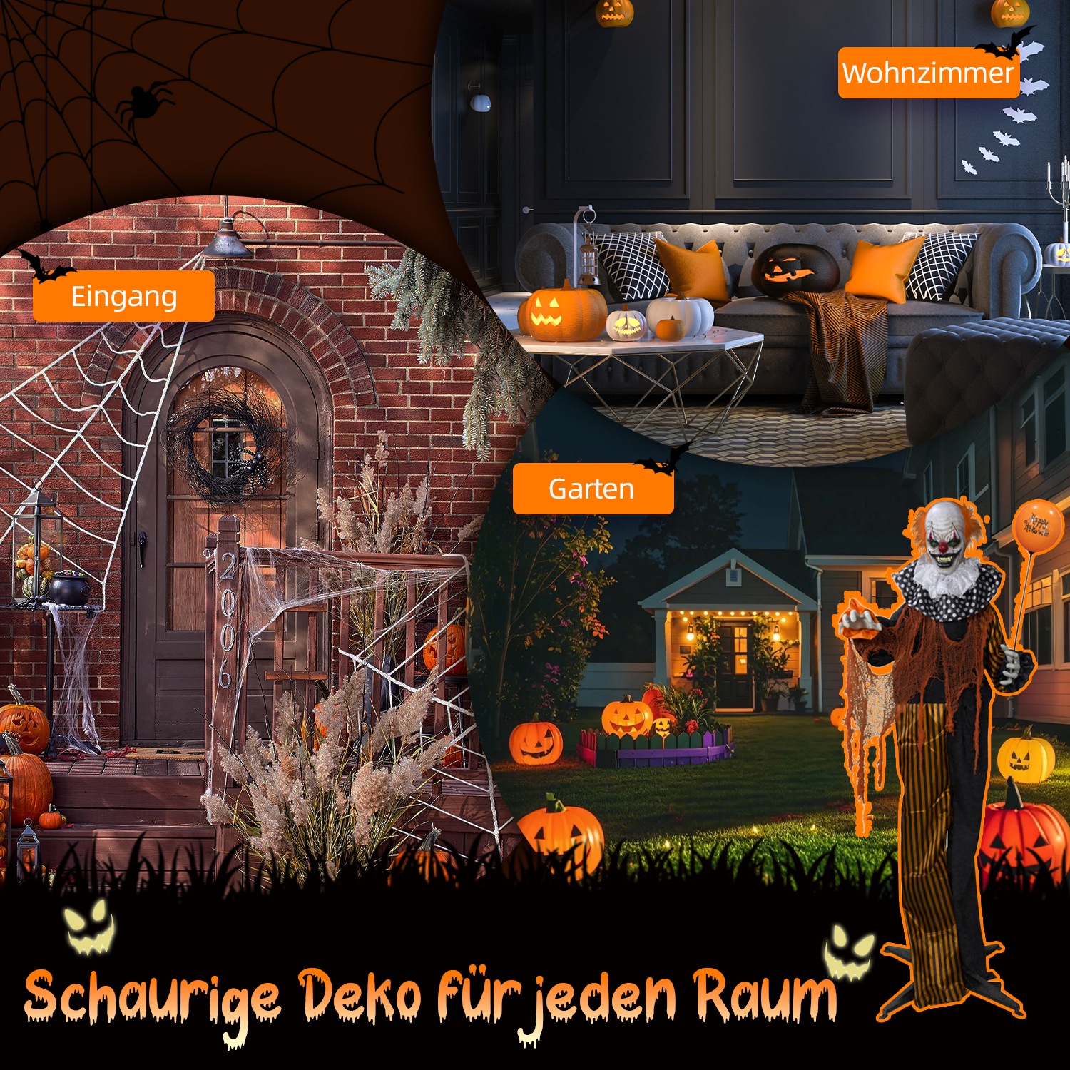 SHX Dekofigur »Stehender animierter Clown«, Bewegung, Soundeffekt