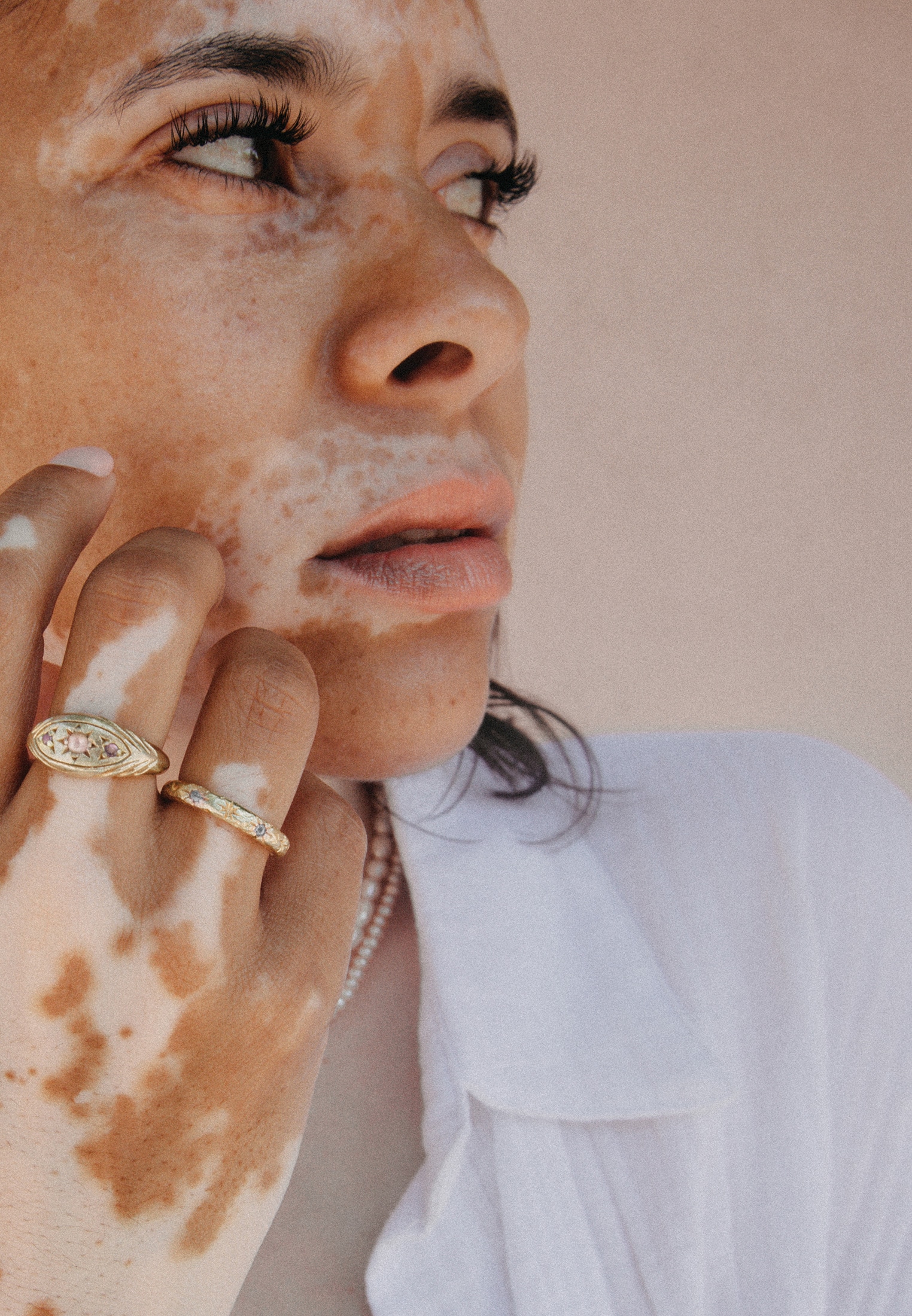 HAZE & GLORY Silberring »Ring Bandring Topas Weiß 375 Gelbgold - Starlover«