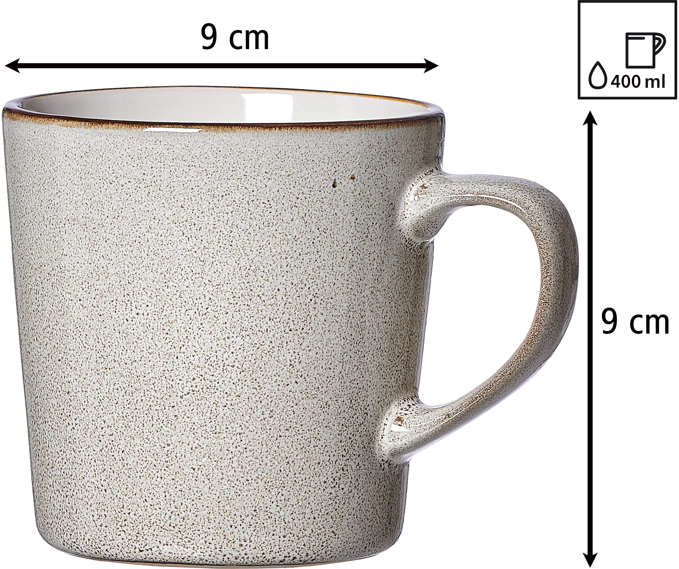 Ritzenhoff & Breker Becher »Visby,«, (Set, 6 tlg., 6 Kaffeebecher (400 ml, 9 cm Durchmesser, 9 cm hoch), Steinzeug, handveredelt, jedes Stück ein Unikat, 400 ml. 6-teilig