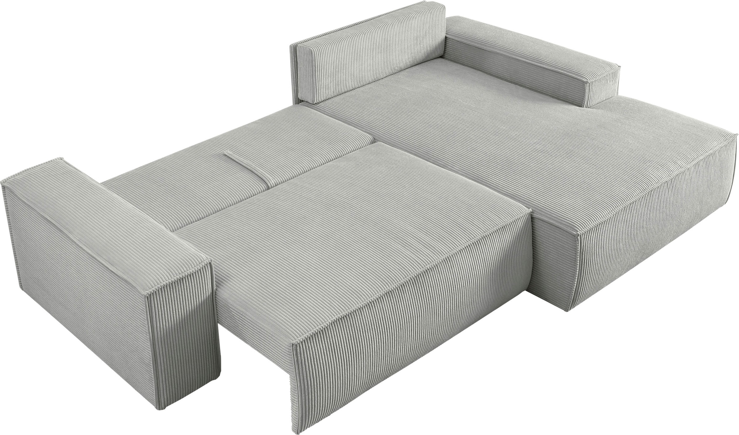 Home affaire Ecksofa SHERWOOD Schlafsofa 267 cm, L-Form, Schlaffunktion mit Bettkasten (210x136 cm), Cord, Vintage, Samtvelours