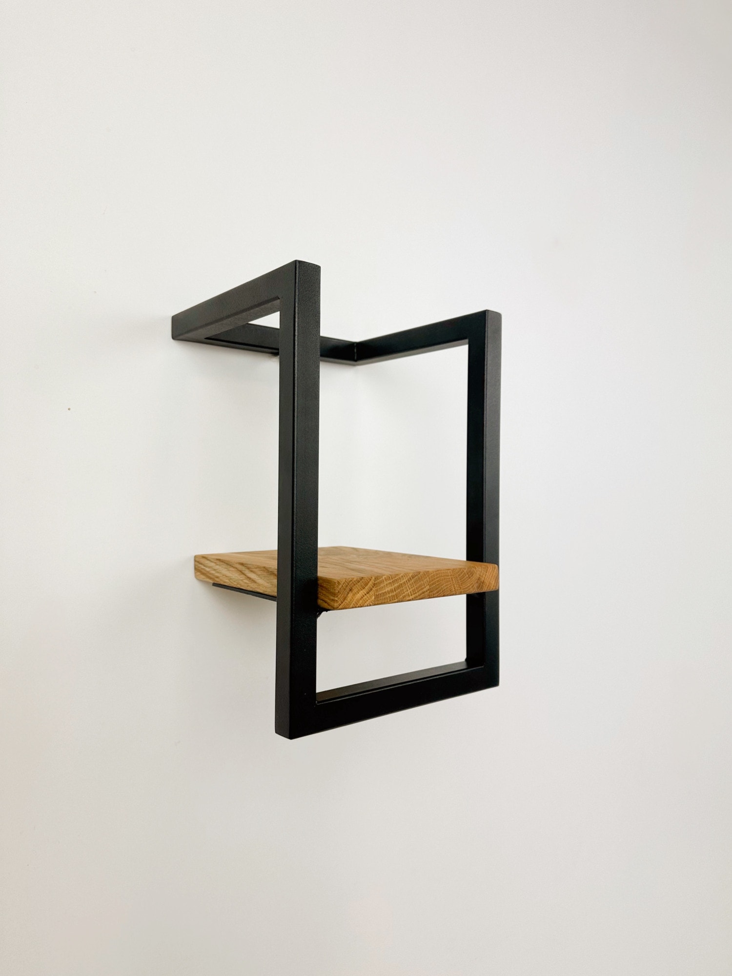 andas Wandregal »Borken, Regal, Ablage, Wandboard« aus Metall, Ablagefläche aus massiver Eiche