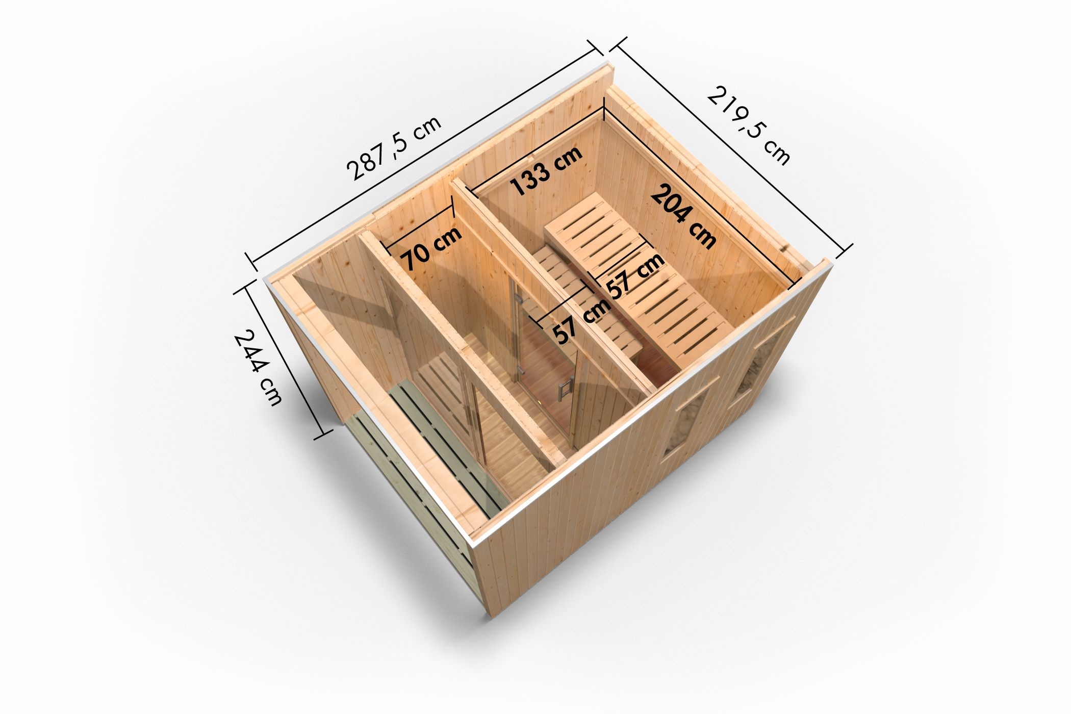 Karibu Saunahaus »»Carlos« naturbelassen« Set, 