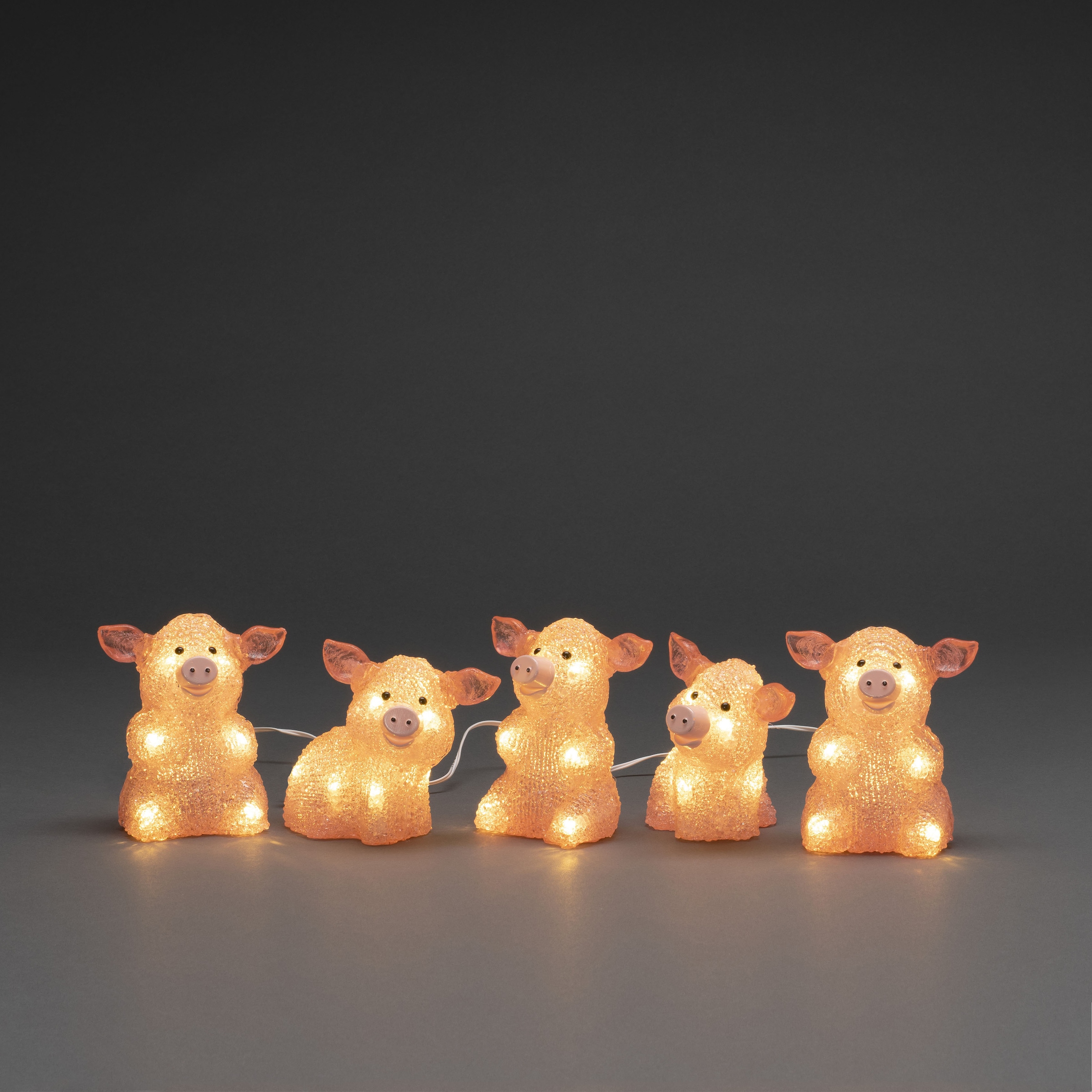KONSTSMIDE LED-Lichterkette »Weihnachtsdeko aussen«, 40 St.-flammig, LED  Acryl Schweine 5-er Set, pink, 40 warm weiße Dioden im OTTO Online Shop