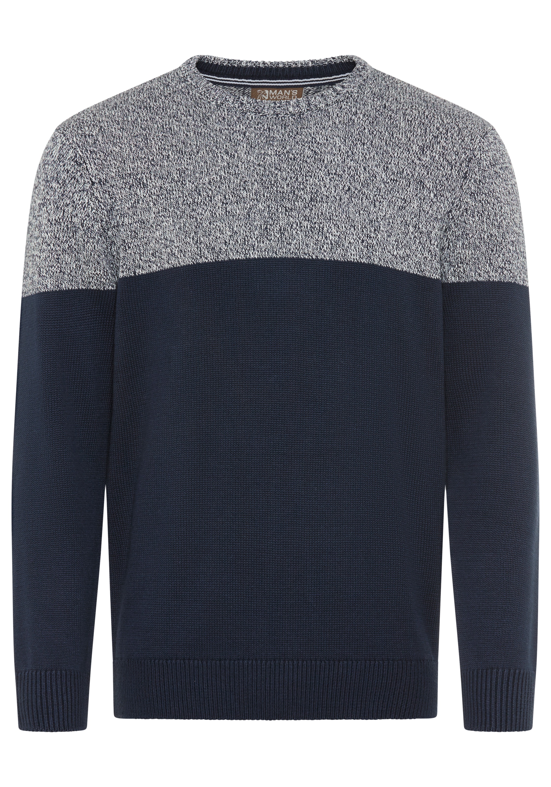 Man's World Rundhalspullover »Neue Kollektion! Highlight melierter Look« aus Strick, mit Rundhalsausschnitt, reguläre Passform, mit Langarm