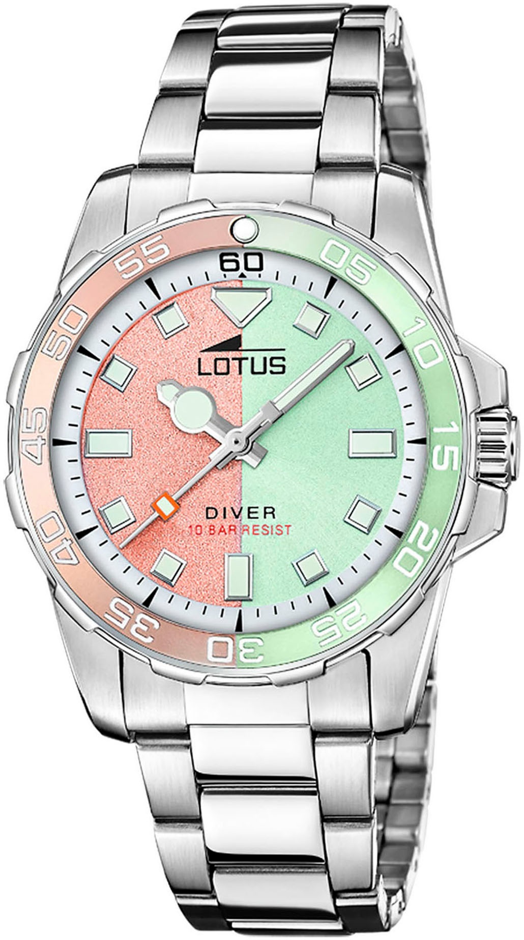 Lotus Quarzuhr, Armbanduhr, Damenuhr, Edelstahlarmband, bis 10 bar wasserdicht