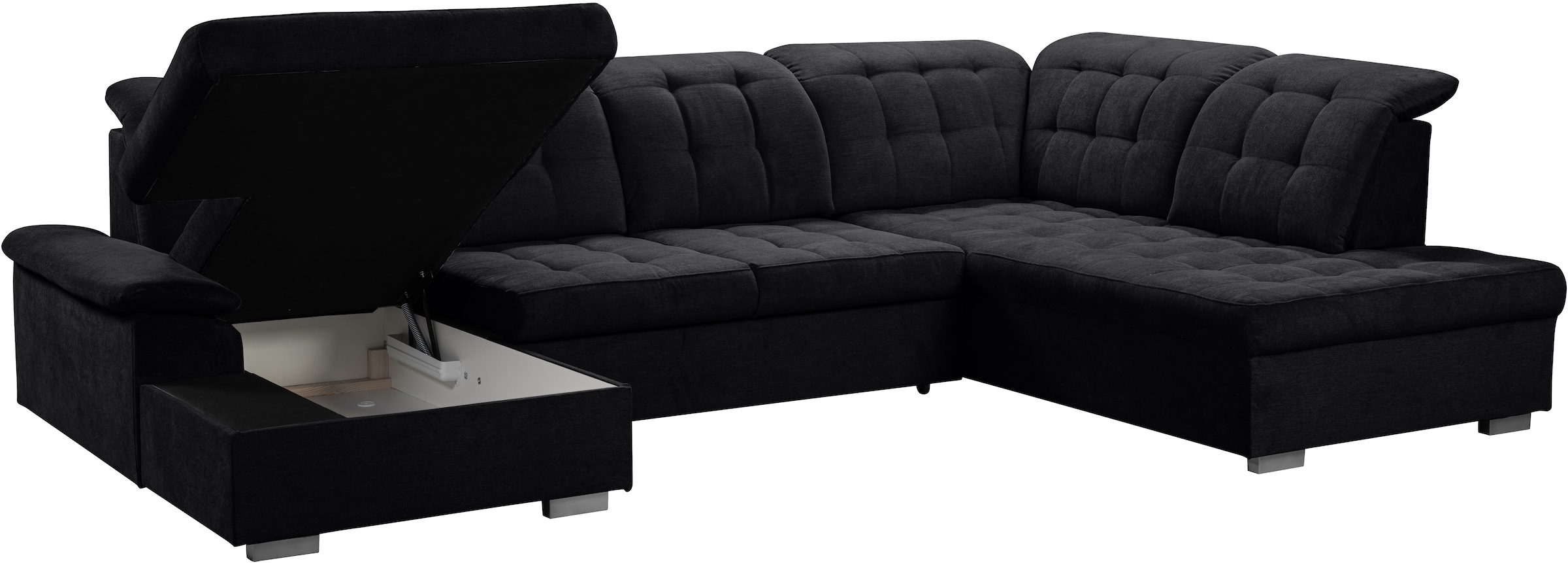 WERK2 Wohnlandschaft »Kordula-New U-Form«, Sofa in U-Form mit Schlaffunktion & Bettkasten, Schlafcouch