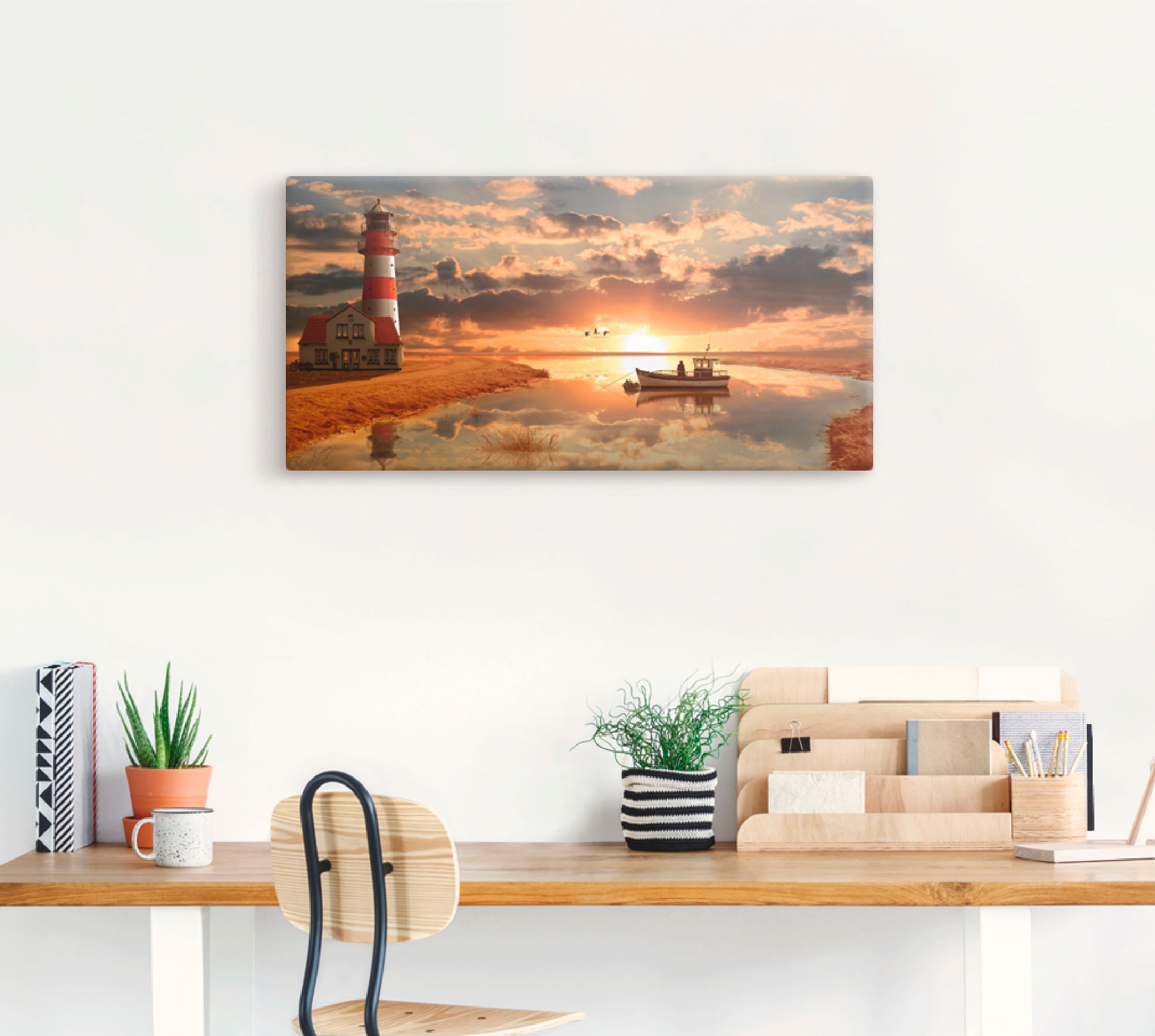 Artland Wandbild »Maritime Idylle beim Leuchtturm« Gebäude 1 Stk. tlg. als Leinwandbild, Poster in verschied. Größen