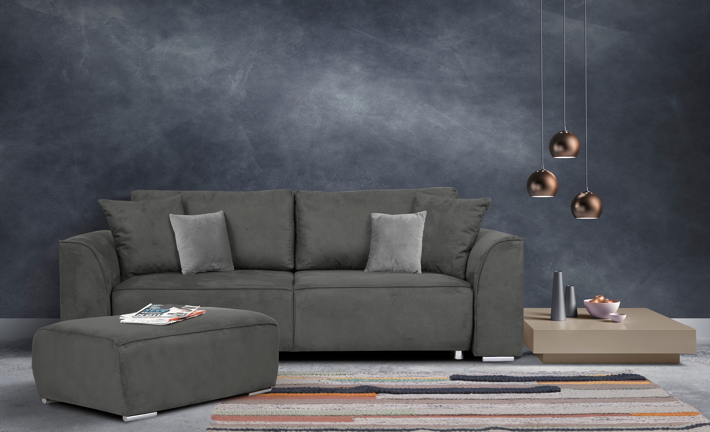 INOSIGN 3-Sitzer Beatrice Schlafsofa, wahlweise auch mit Bettfunktion und Bettkasten, incl. 2 Zierkissen