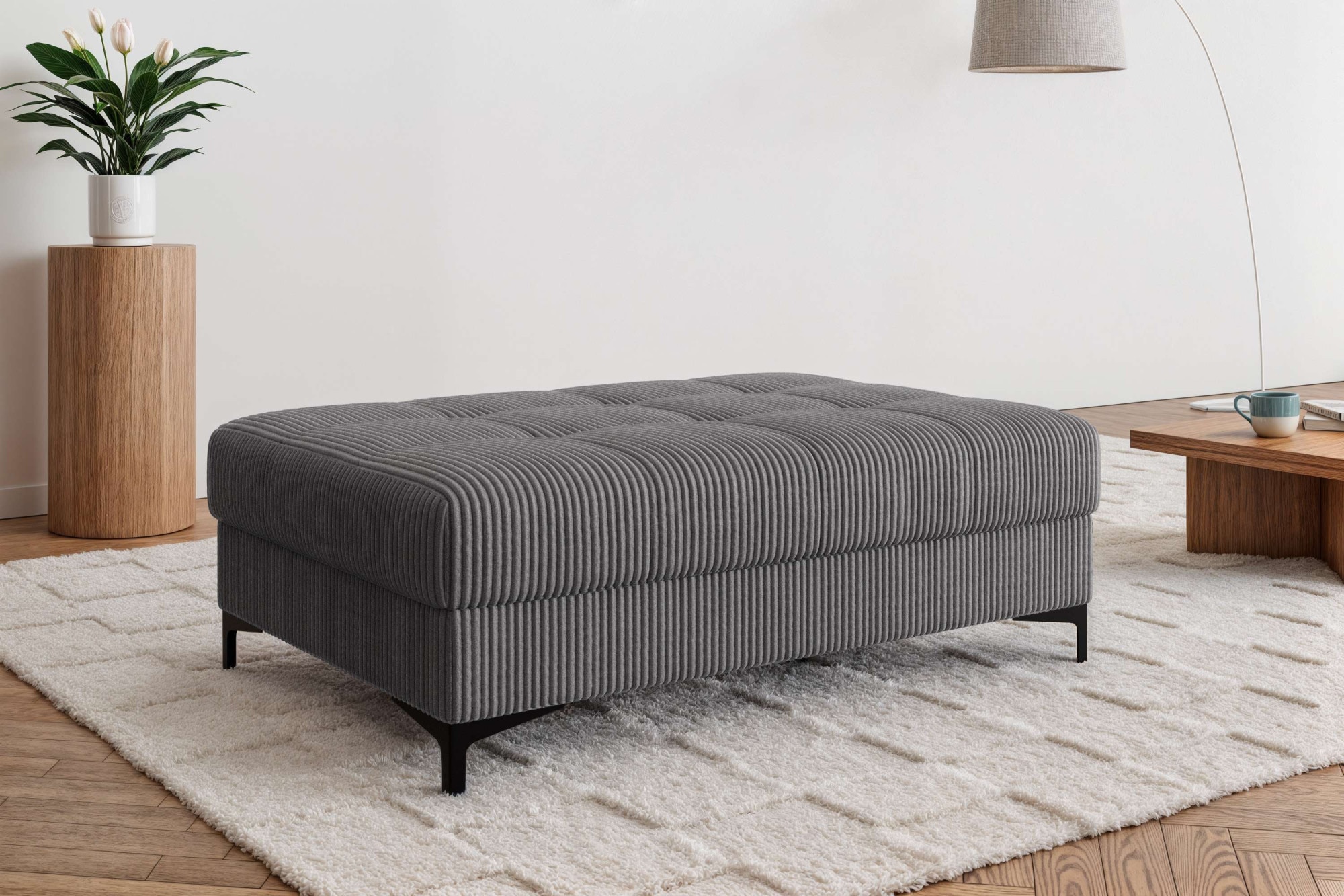 OTTO home Polsterhocker »LEEVKE Sitzhocker passend zum Sofa, Breite 115 cm« mit hochelastischer Schaum und Wellenunterfederung