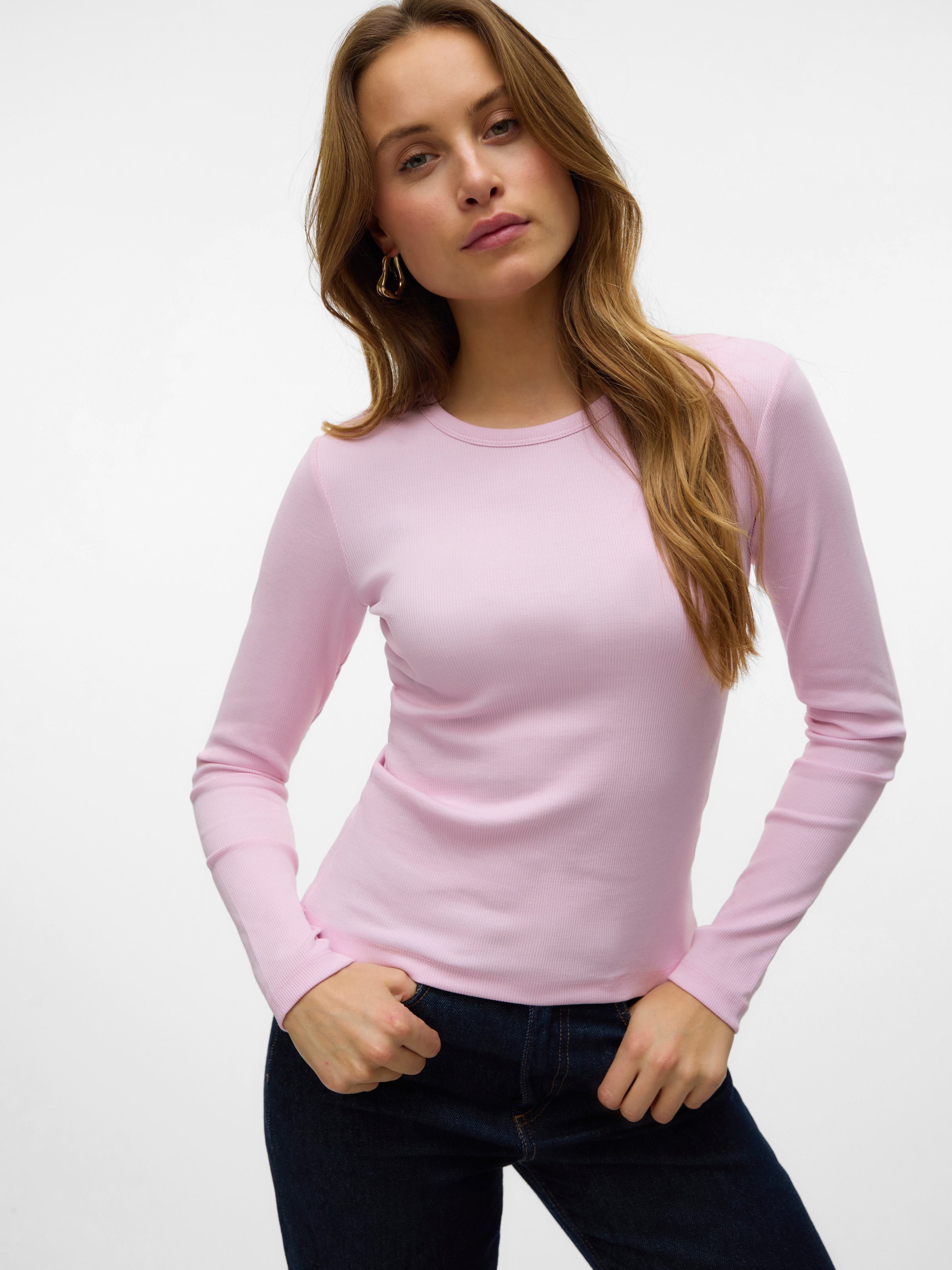 Vero Moda Langarmshirt »VMCHLOE LS SHORT TOP JRS NOOS« Baumwollmischung, slim fit