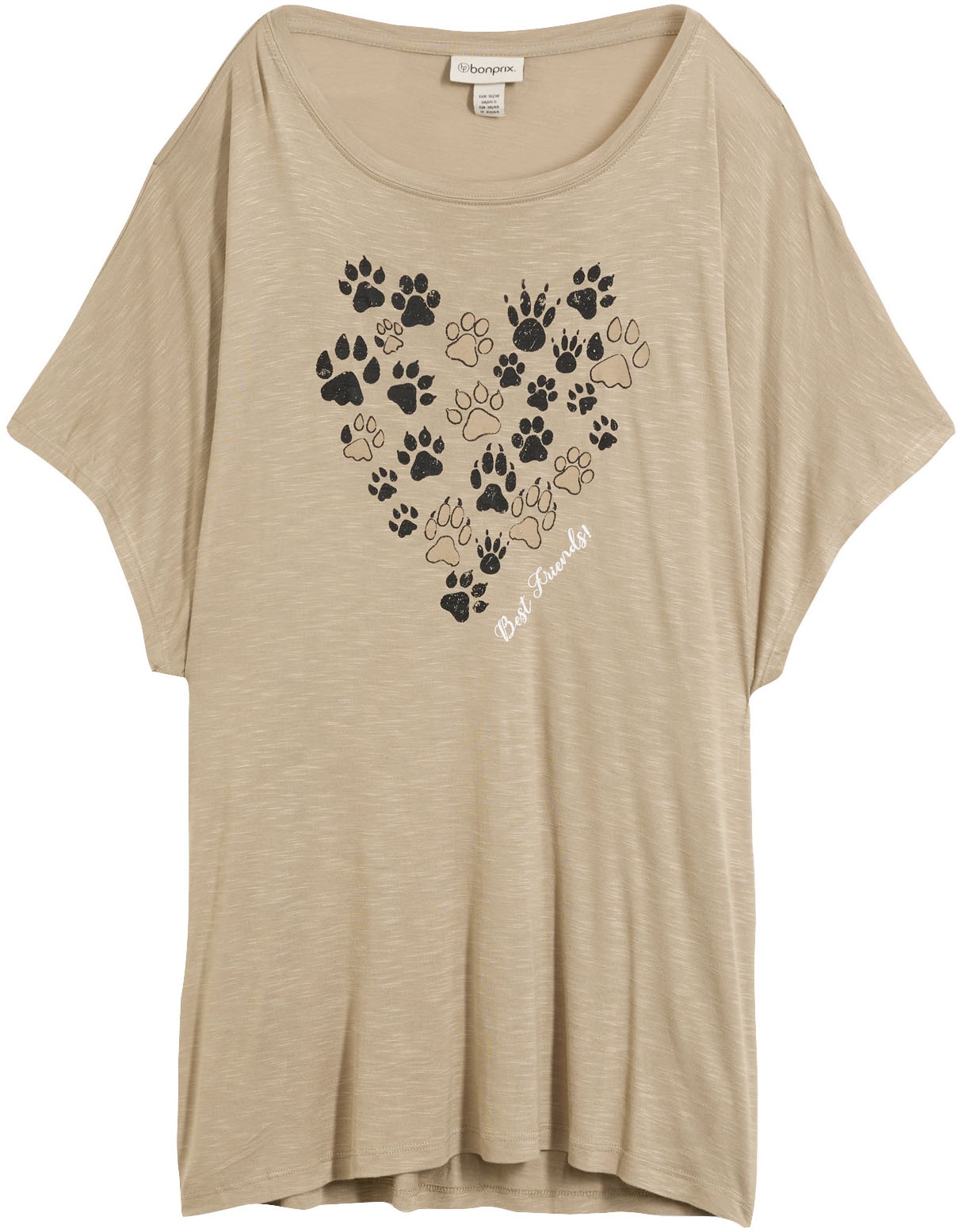 bonprix T-Shirt Oversize-Passform, Kurzarm, mit dekorativem Druck, aus Viskose