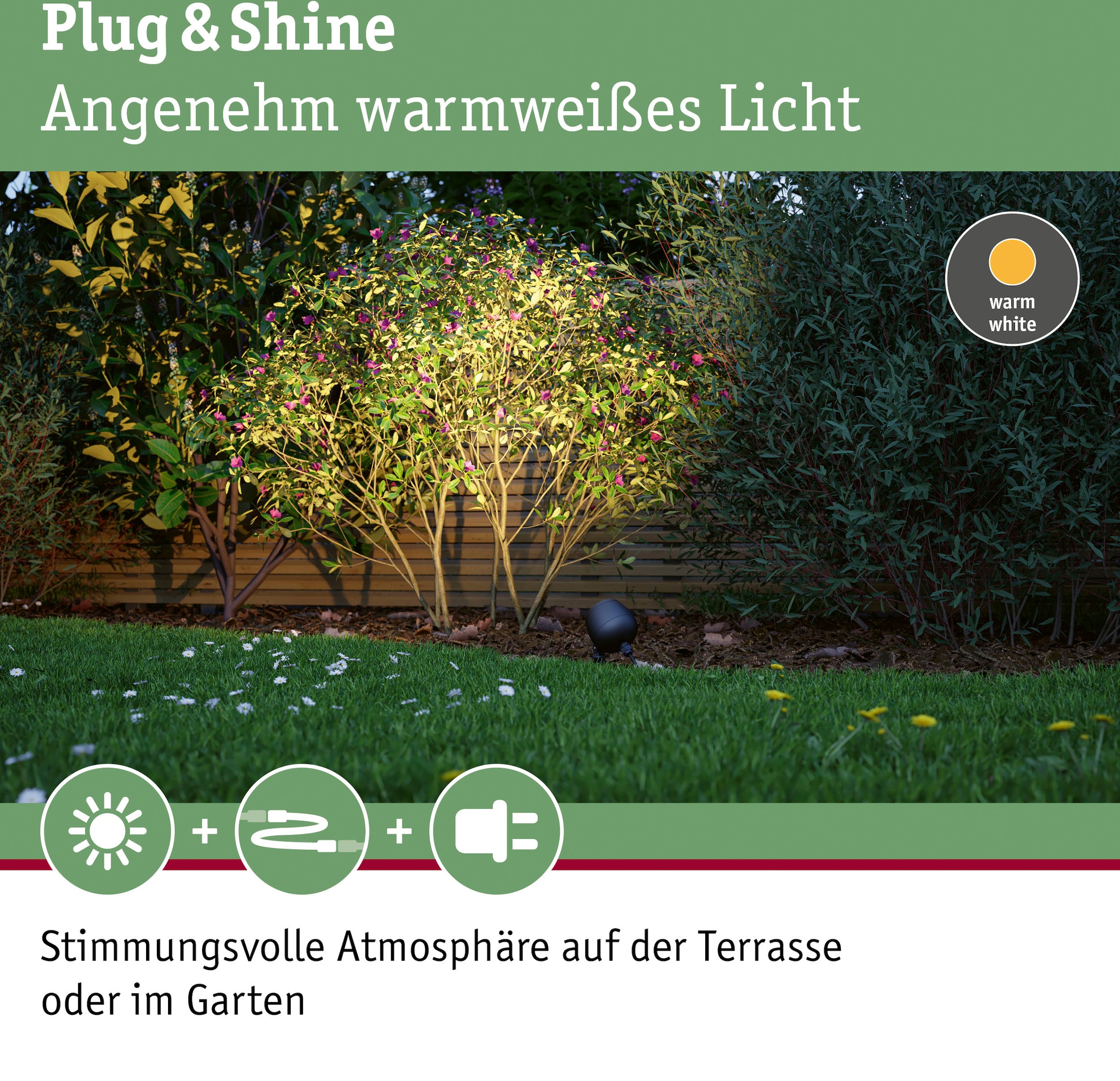 Paulmann LED Gartenleuchte »Outdoor Plug & Shine Spot Kikolo 20° 3000K anthrazit«, 1 flammig, Outdoor Plug & Shine Spot Kikolo 20° 3000K anthrazit