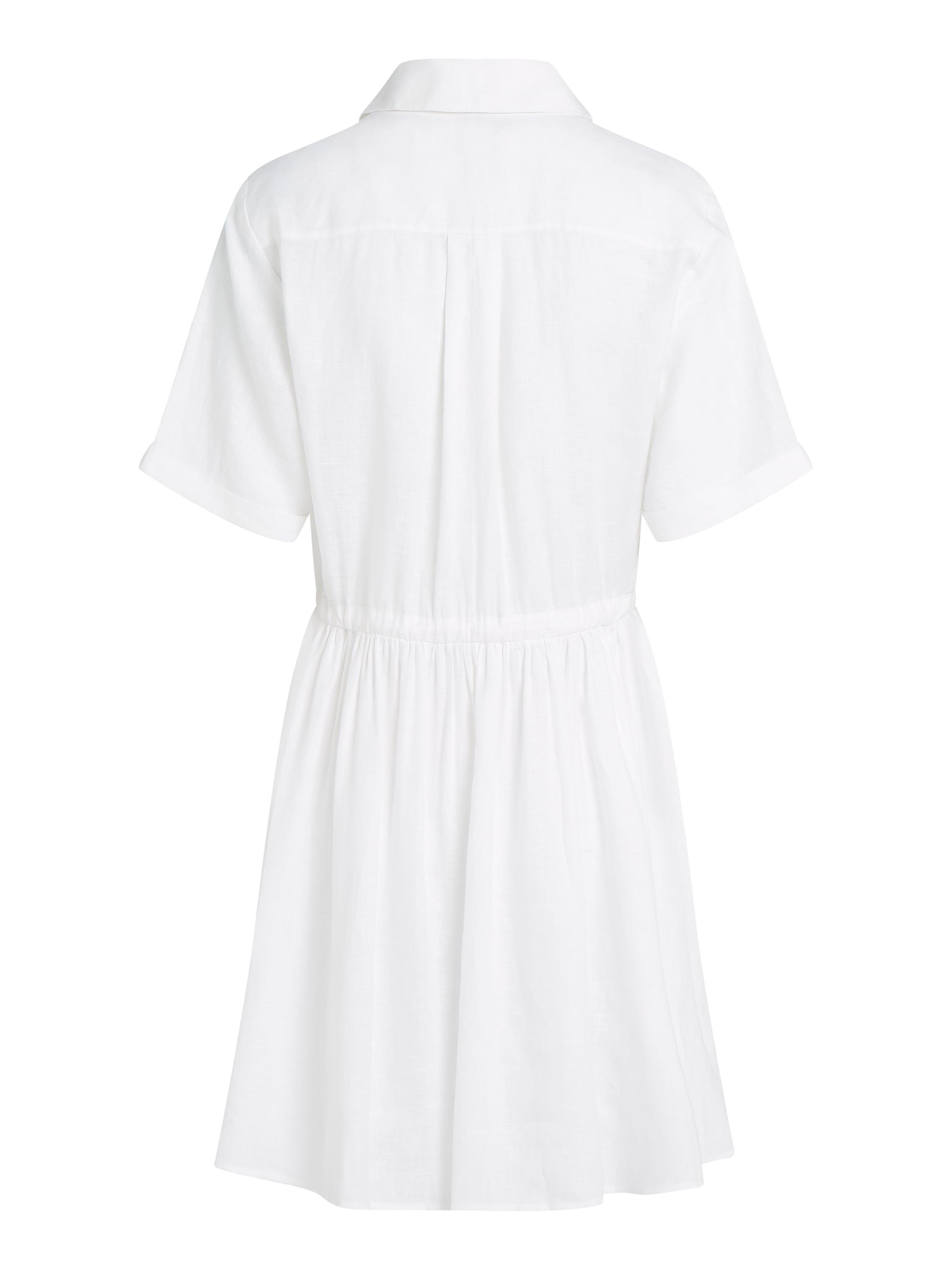 Tommy Hilfiger Hemdblusenkleid »ESS LINEN S/S SHORT DRESS«, mit Tunnelzug in der Taille, mit Rückenfalte,kühlendes Premium Leinen