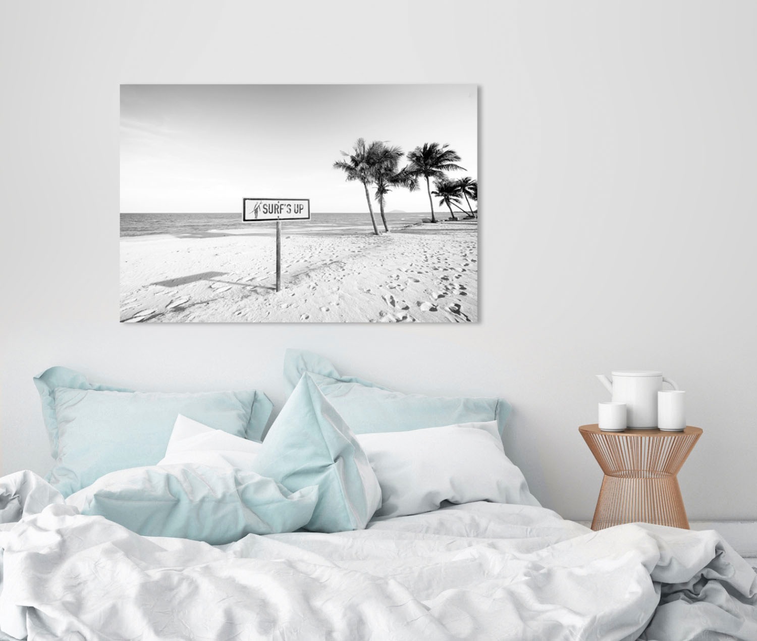 queence Acrylglasbild »Surf's up Strand« Meer | Meer Bilder | Palmen | Schwarz-Weiß | Strand | Strandbilder Fine Art-Print in Galeriequalität