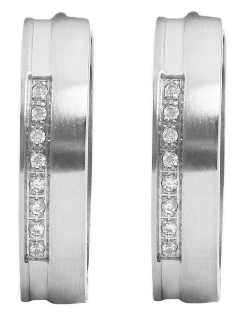 Adelia´s Paar Creolen »Damen Ohrringe ¿ Klappcreole aus Edelstahl mit Strass Steinchen«