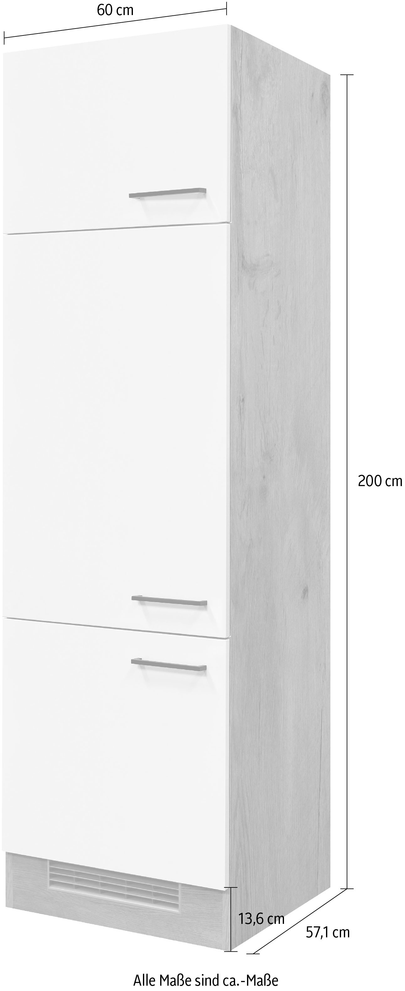 Flex-Well Küchenzeile »Morena«, 60 cm breit, 200 cm hoch, inklusive Kühlschrank