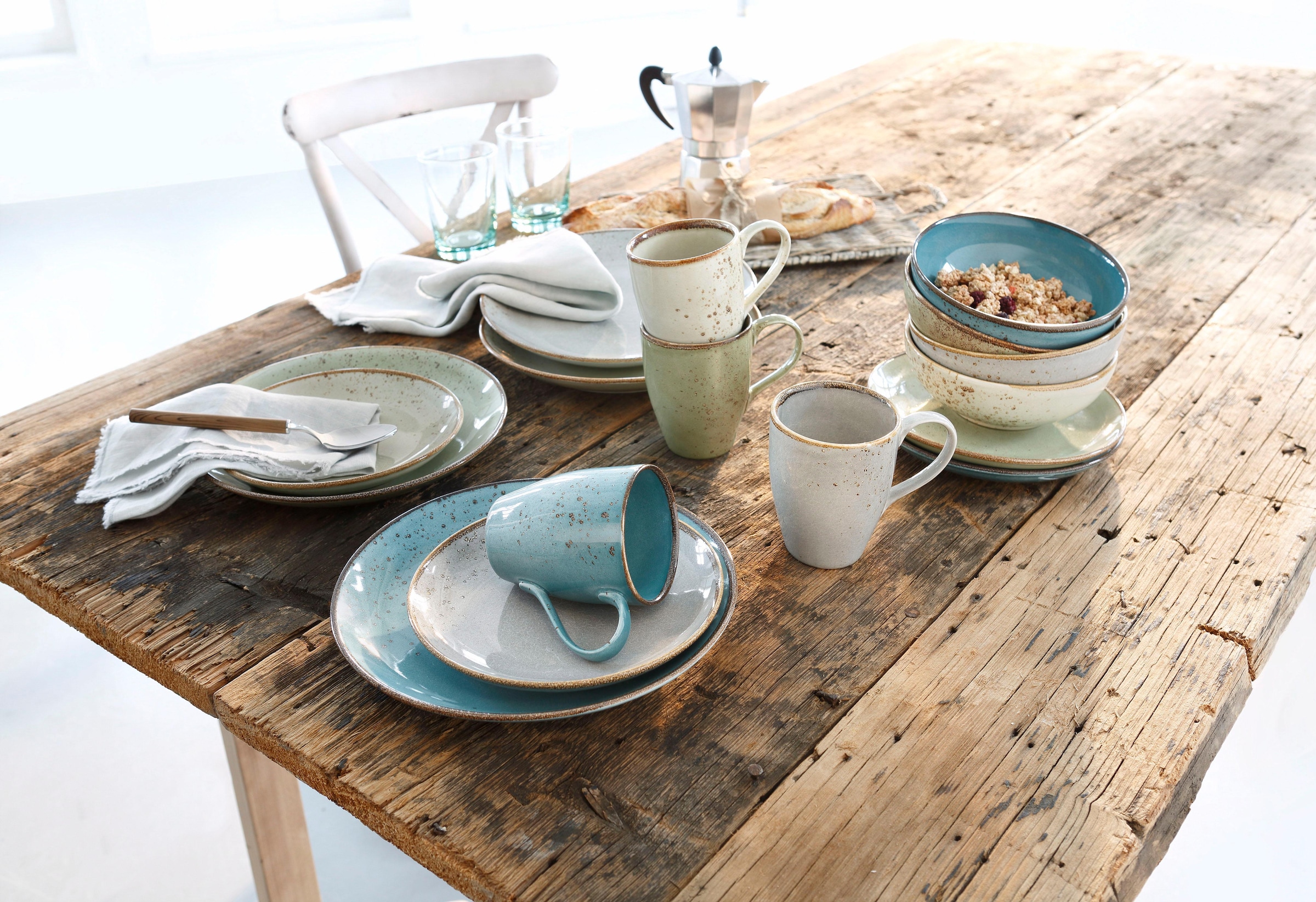 CreaTable Kombiservice »Geschirr-Set NATURE COLLECTION«, (Set, 16 tlg.,  Kaffeeservice und Tafelservice im Set, für 4 Personen), Service,  harmonische Naturglasur, 16 Teile, für 4 Personen kaufen im OTTO Online Shop