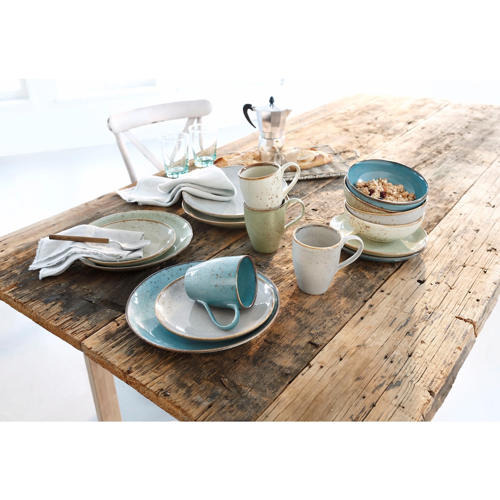 CreaTable Kombiservice »Geschirr-Set NATURE COLLECTION«, (Set, 16 tlg., Kaffeeservice und Tafelservice im Set, für 4 Personen)