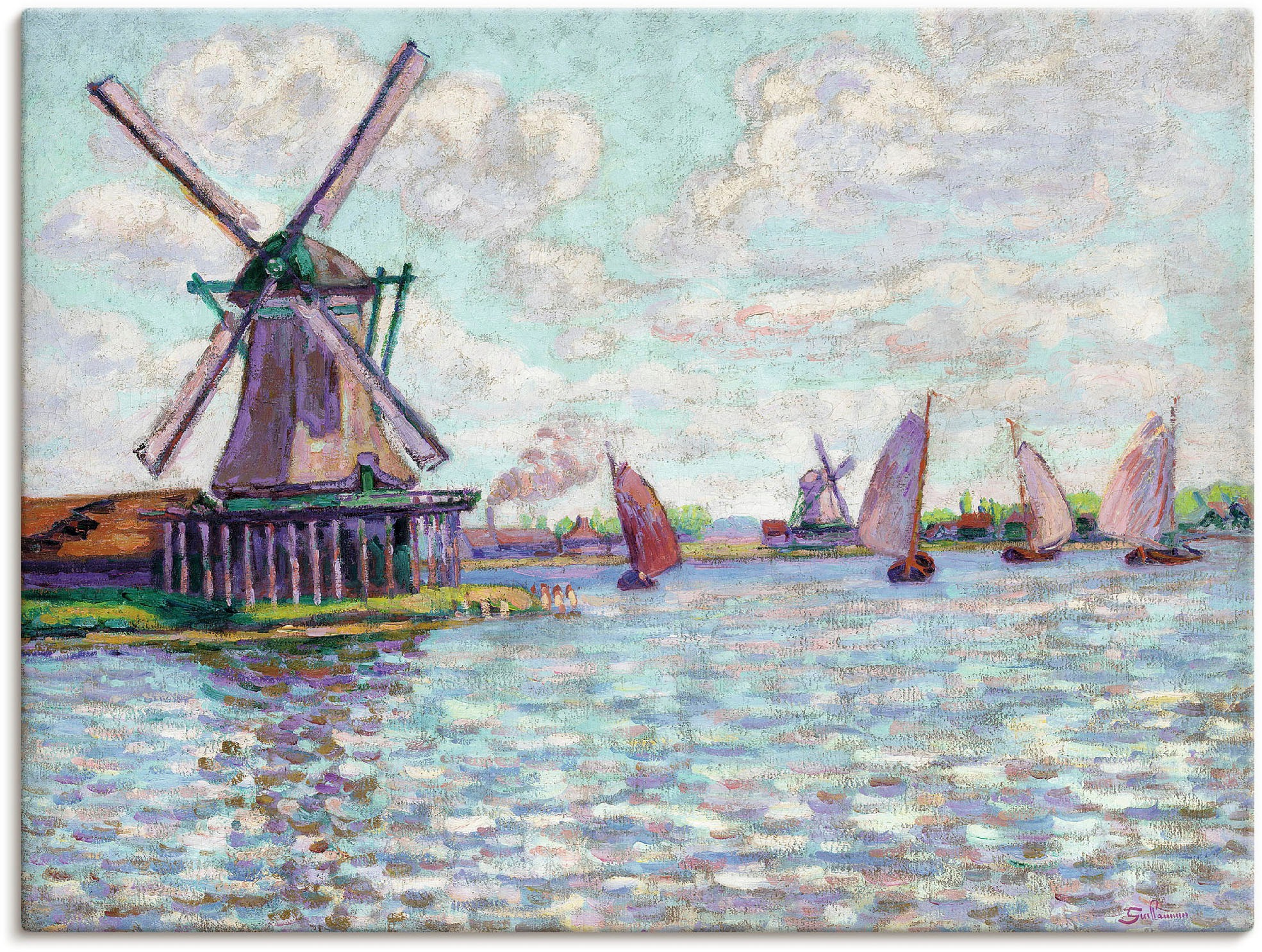 Artland Wandbild »Windmühlen in Holland. Um 1904«, Gebäude, (1 St.), in vielen Größen & Produktarten -Leinwandbild, Poster, Wandaufkleber / Wandtattoo auch für Badezimmer geeignet