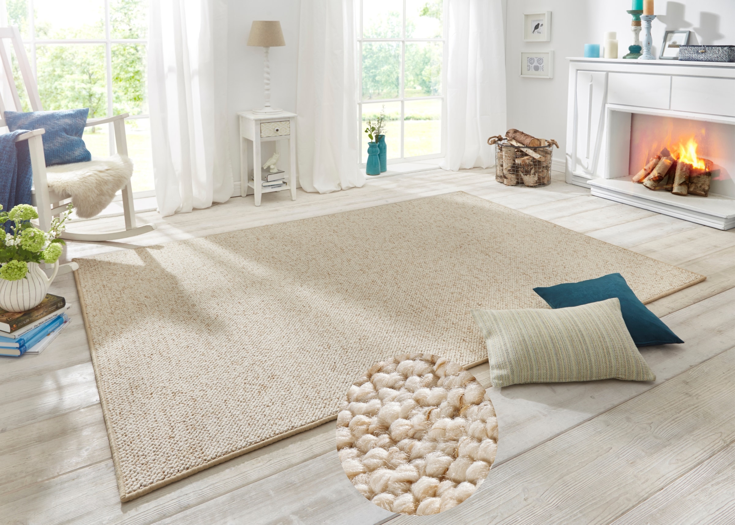 HANSE Home Teppich »Wolly 2« rechteckig 12 mm Höhe Flachgewebe, Läufer, Skandi, Woll-Optik, Esszimmer, Wohnzimmer, Flur