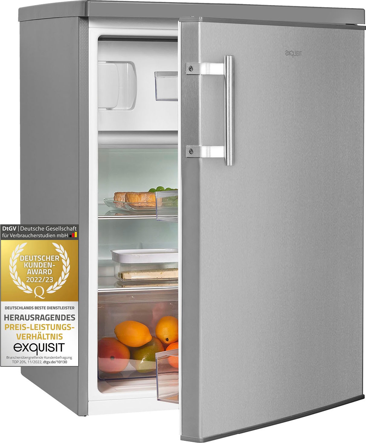 exquisit Kühlschrank »KS18-4-H-170E inoxlook«, 136 L Volumen, 4 Sterne Gefrieren
