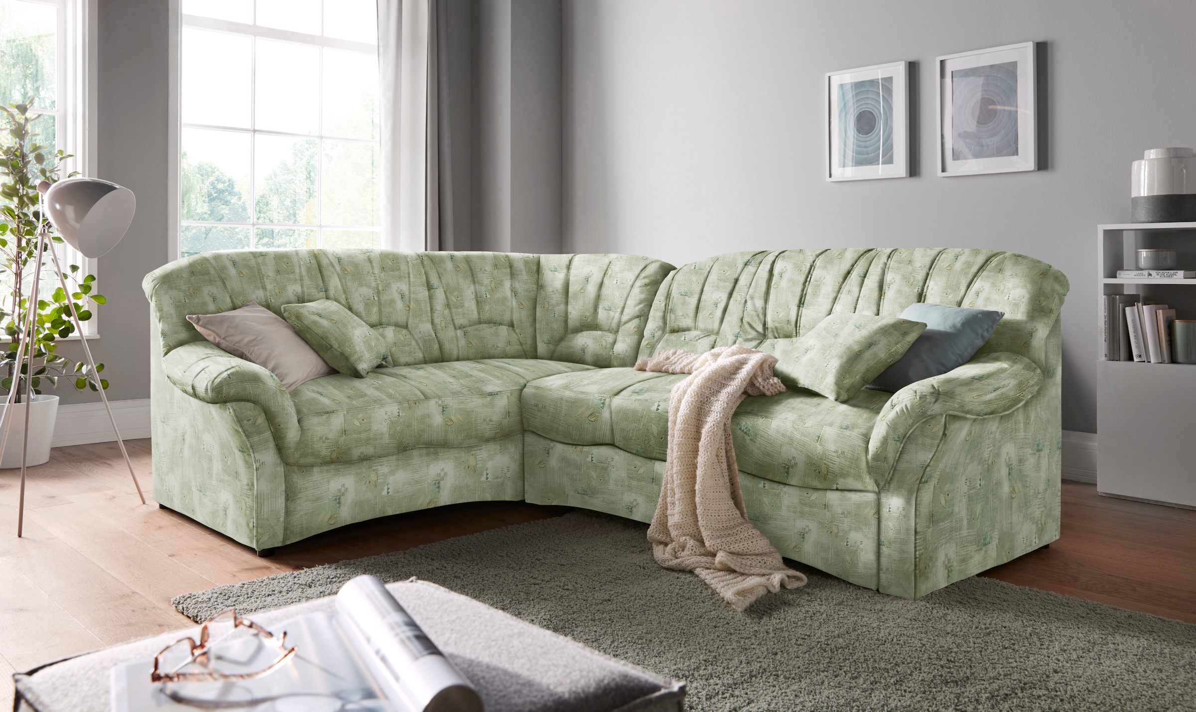 DOMO collection Ecksofa »Bahia L-Form, B/T: 256/200 cm, belastbar bis 140kg/Sitz, mit Federkern«, Microfaser MELROSE®, mocca