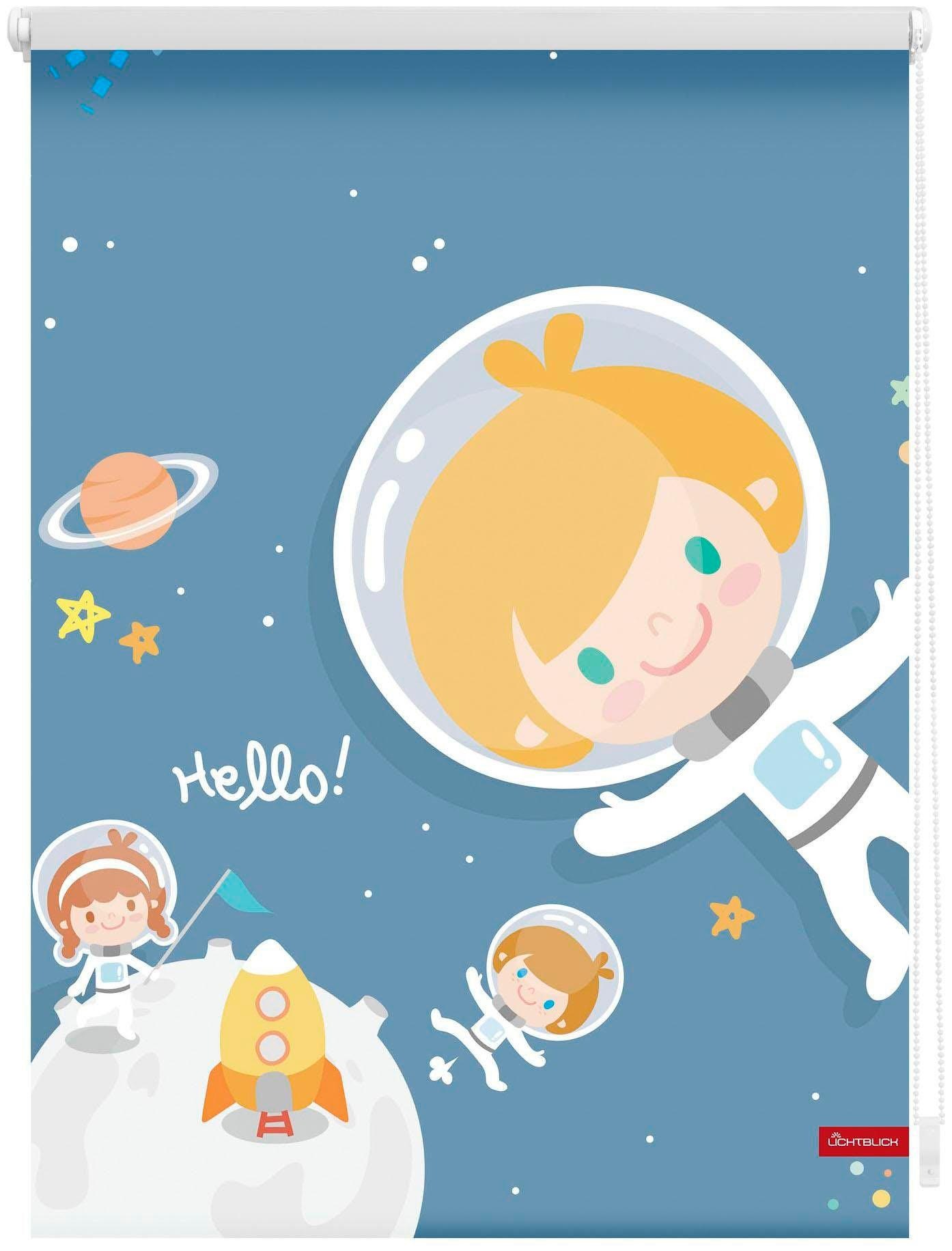 LICHTBLICK Seitenzugrollo »Klemmfix Digital Astronaut«, verdunkelnd, energiesparend, ohne Bohren, freihängend, bedruckt