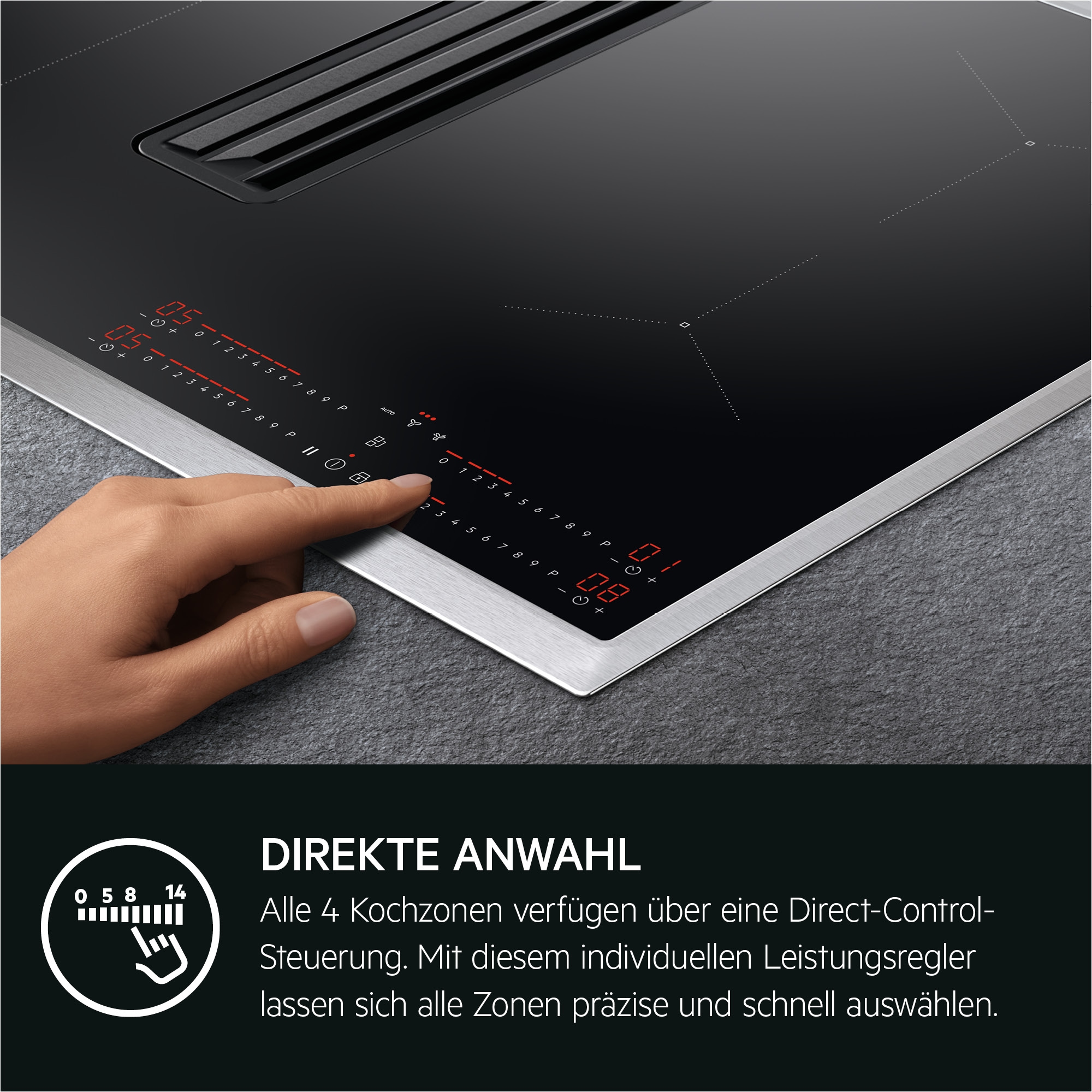 AEG Kochfeld mit Dunstabzug »COLI84COXB« Mit integr. Dunstabzug, Booster, Bridge, Timer,Umluft, Made in Germany