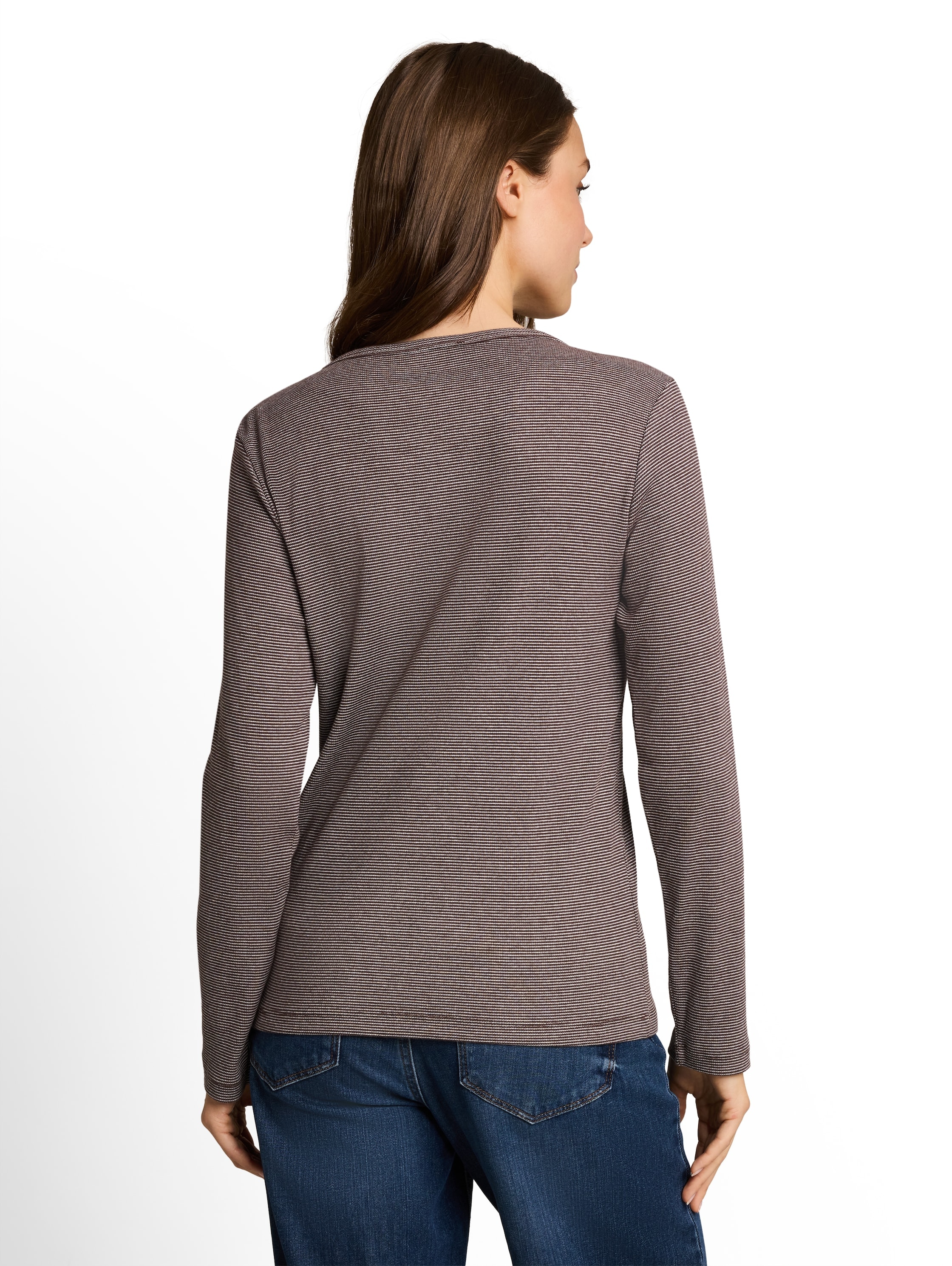 TOM TAILOR Langarmshirt mit feinen Streifen und Rundhals