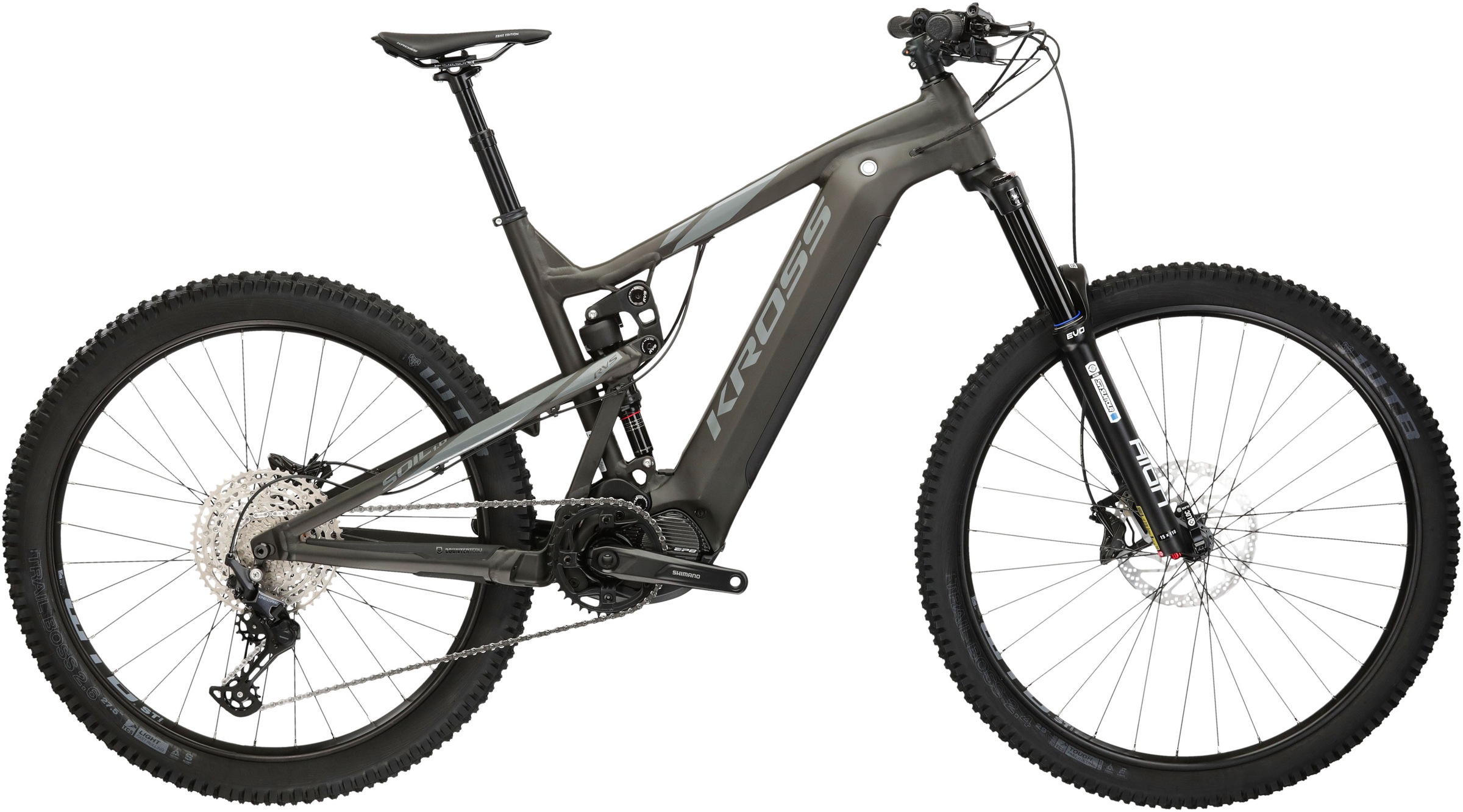 Kross »KROSS E-MTB Soil Boost 2.0 27,5 Zoll blau« 12 Gang Shimano Deore M6100 Schaltwerk Kettenschaltung Mittelmotor 250 W in schwarz, Größe 27,5...
