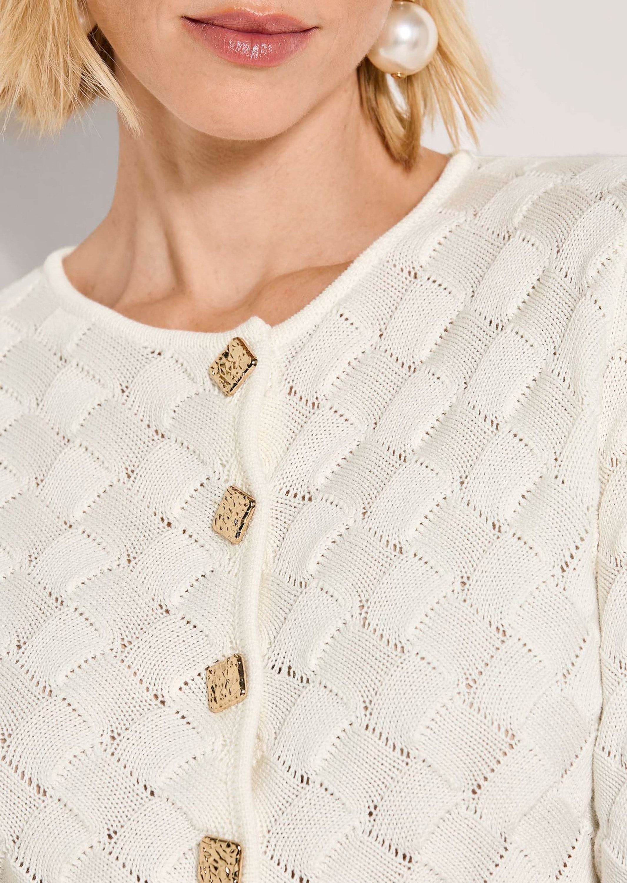 MADELEINE Strickjacke »Strickblazer Edler Struktur-Blazer mit Strickmuster, Langarm« Allover-Strickmuster