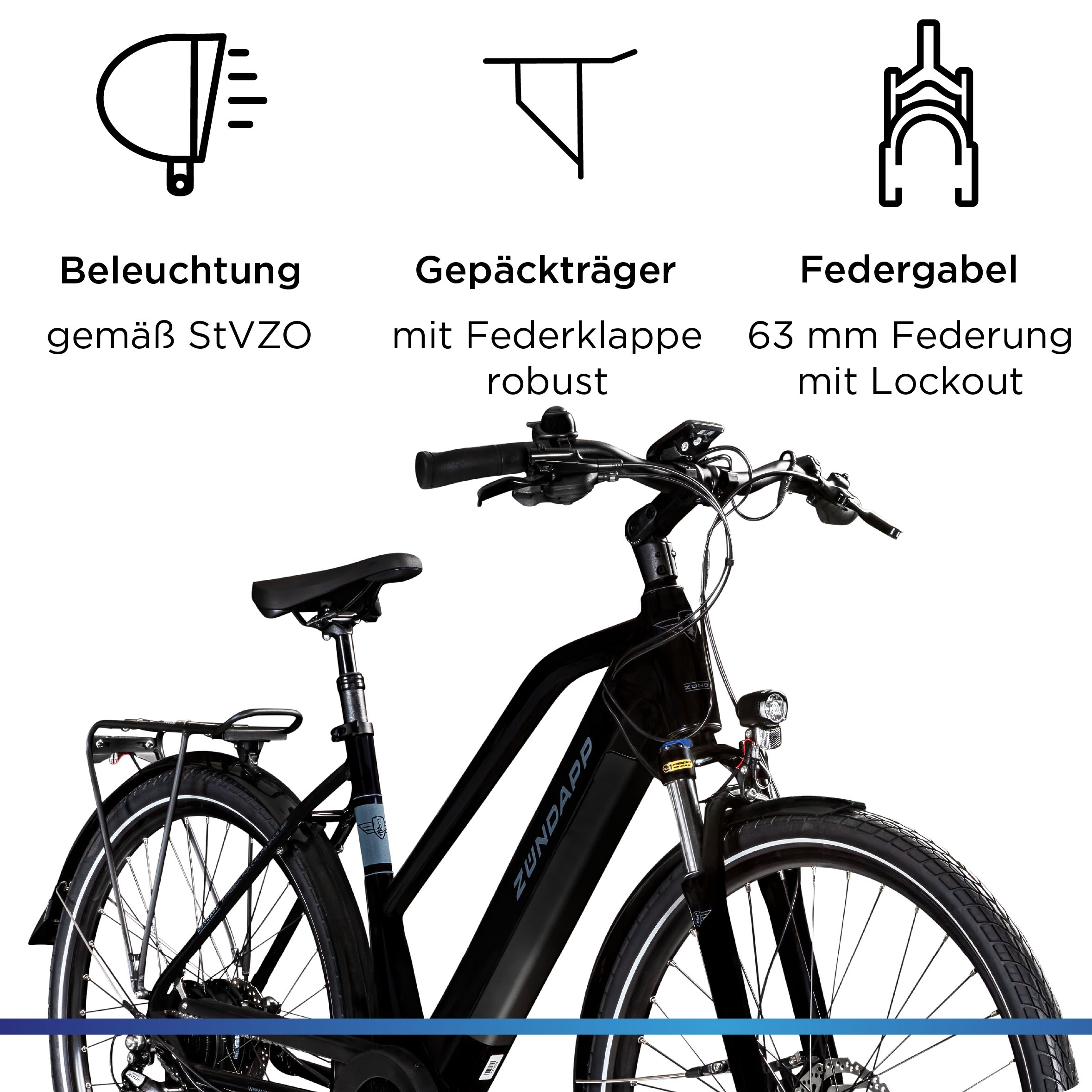 Zündapp »Z810« 24 Gang Shimano Altus RD-M310 Schaltwerk Kettenschaltung Heckmotor 250 W Pedelec, Elektrofahrrad für Damen