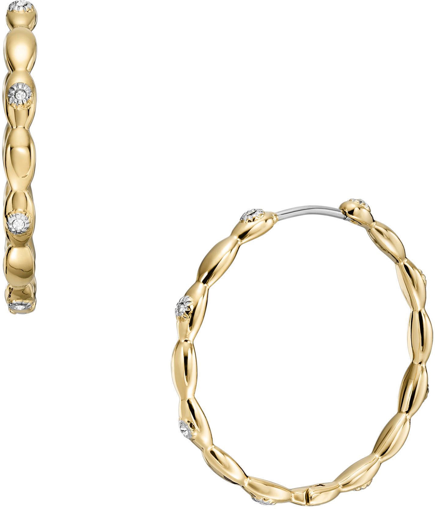 Fossil Paar Creolen »Schmuck Edelstahl Ohrringe Sutton, JF04816710«, mit Glasstein