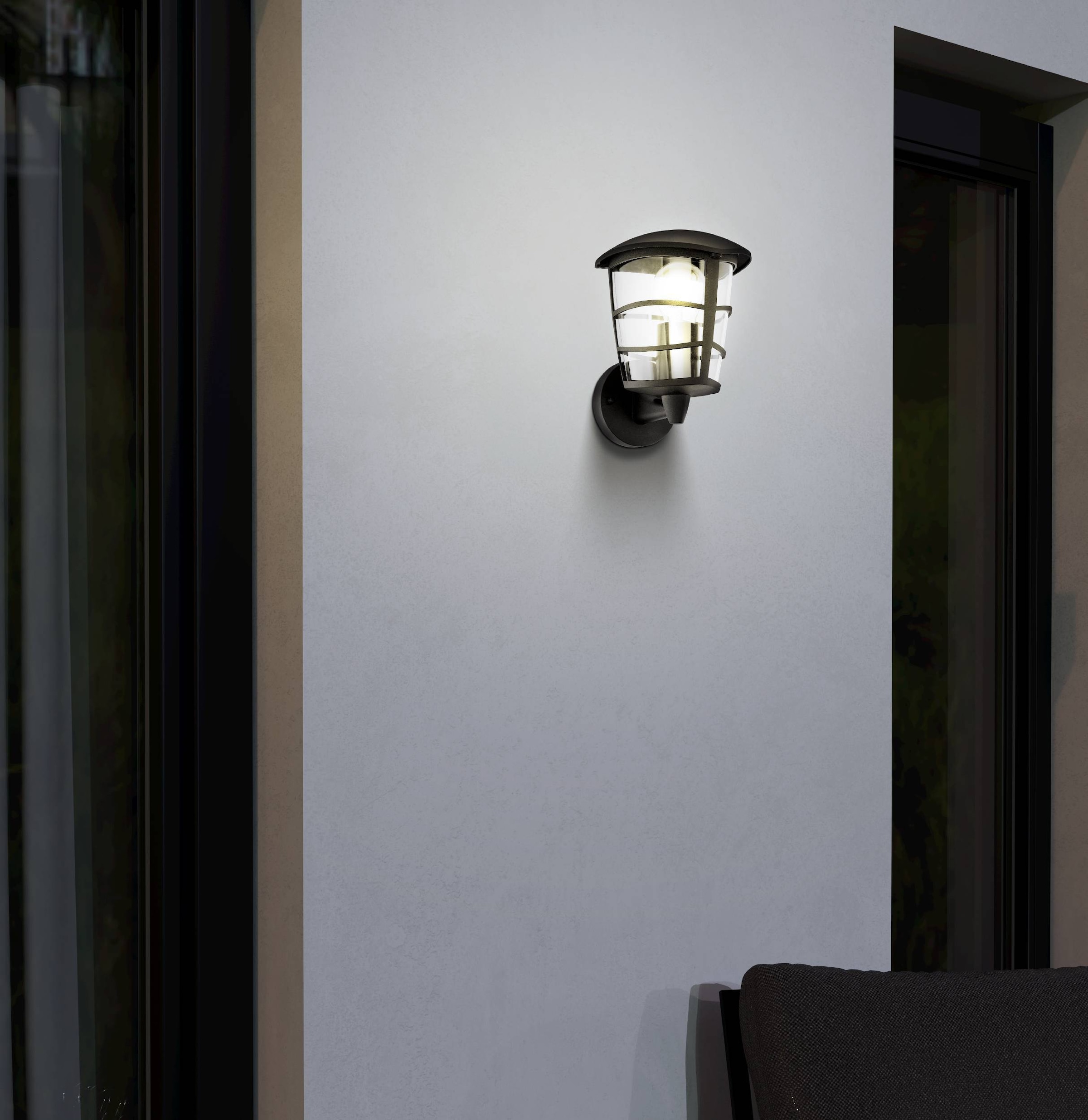 EGLO Wandleuchte »Aloria Außen-Wandlampe, Außenleuchte, Aluguss, Kunststoff, E27, IP44« E27 1 Stk. Wand-/Deckenleuchte - L17 x H22,5 x AL19 cm - schwarz - 1X60W exkl.