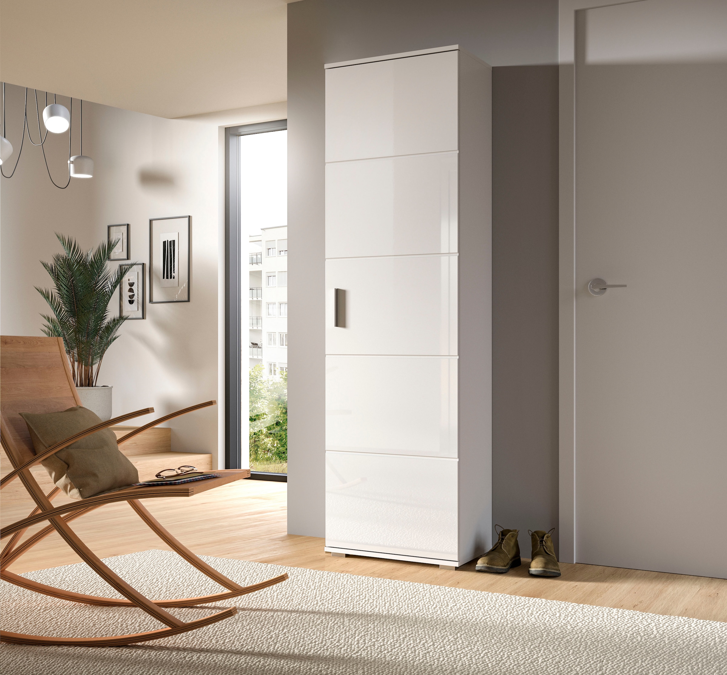 INOSIGN Garderobenschrank »Valge, Höhe 191 cm, 1 Tür, 2 feste Böden, ausziehbare Kleiderstange«, Hochschrank, Stauraumschrank, Schrank, Flurschrank, Dielenschrank
