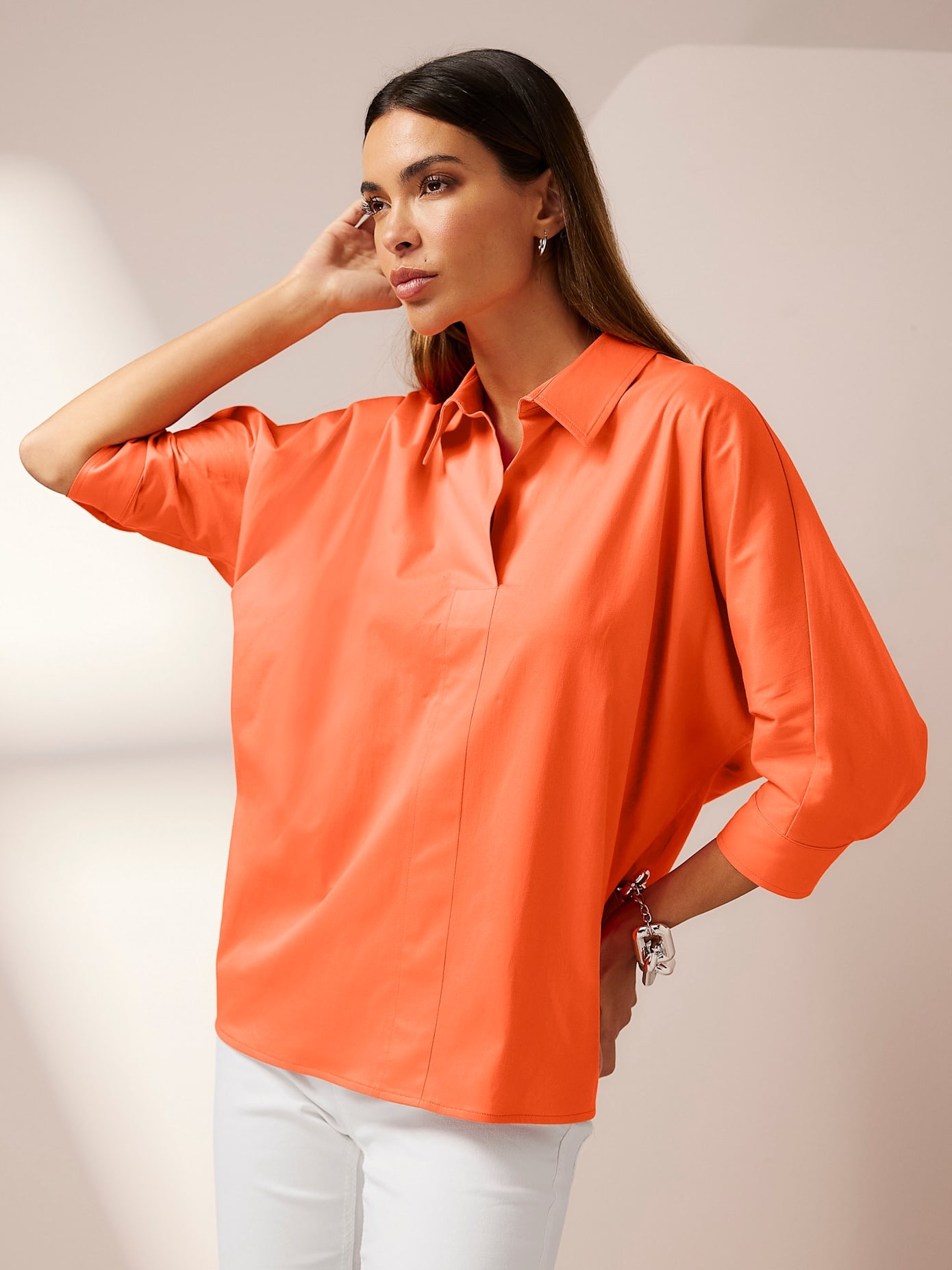 Heine Damen Schlupfbluse in orange, Größe 50