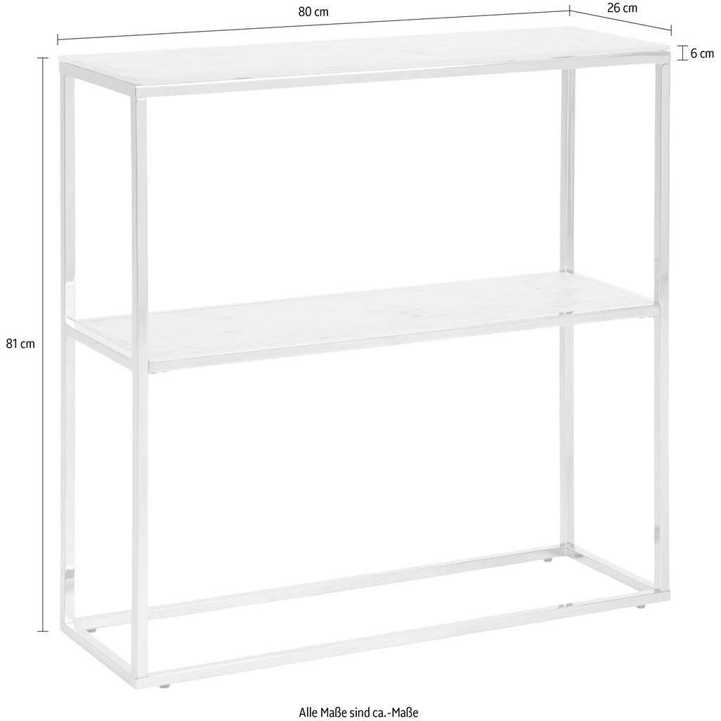 ACTONA GROUP Konsolentisch, (1 Tisch), Konsolentisch, H80xB79, Glas mit Marmoroptik und Gold Gestell