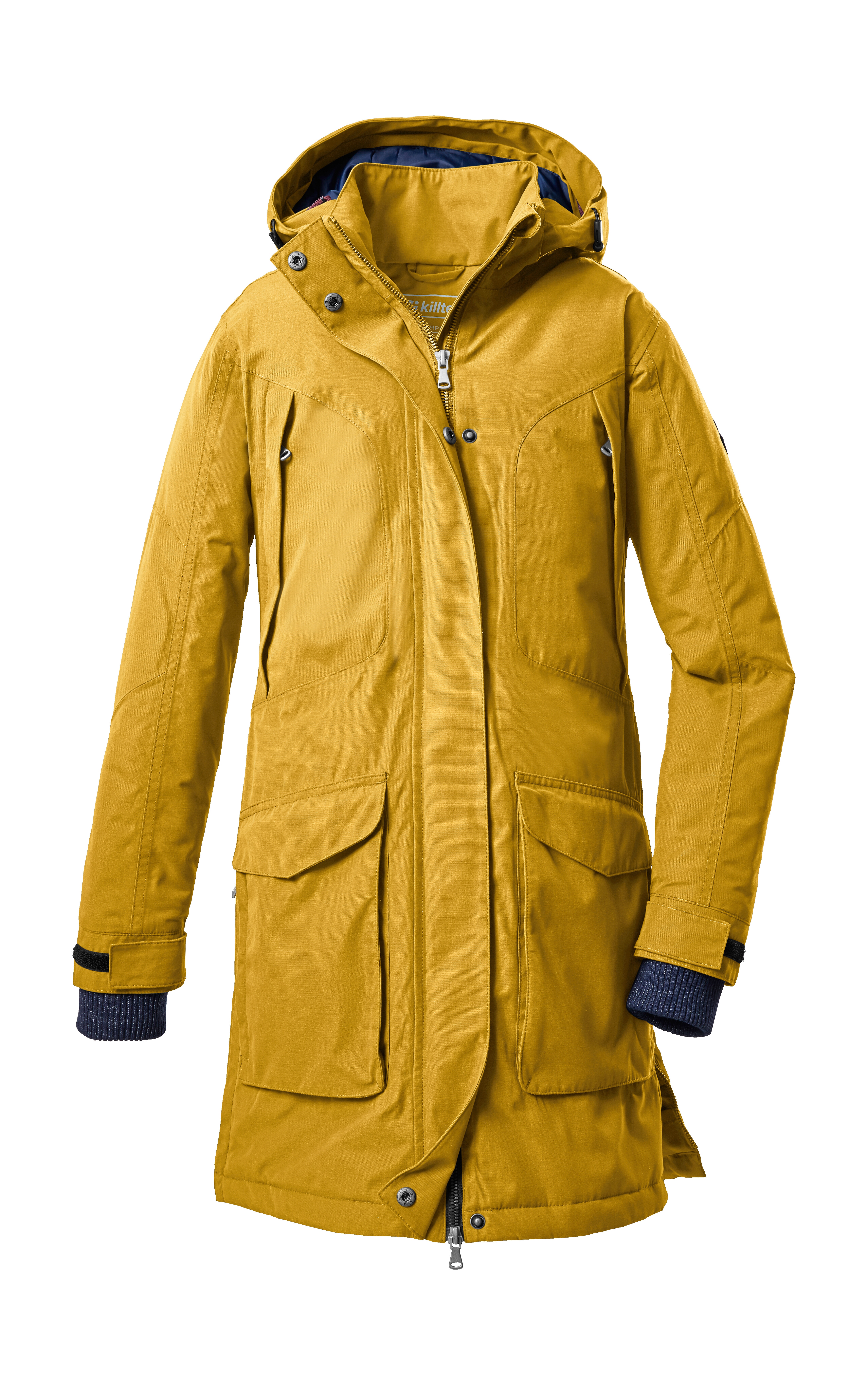 Killtec Mädchen Funktionsmantel »KOW 186 GRLS CT« Wasserdichter Parka mit abnehmbarer Kapuze und viel Stauraum in gelb, Größe 128
