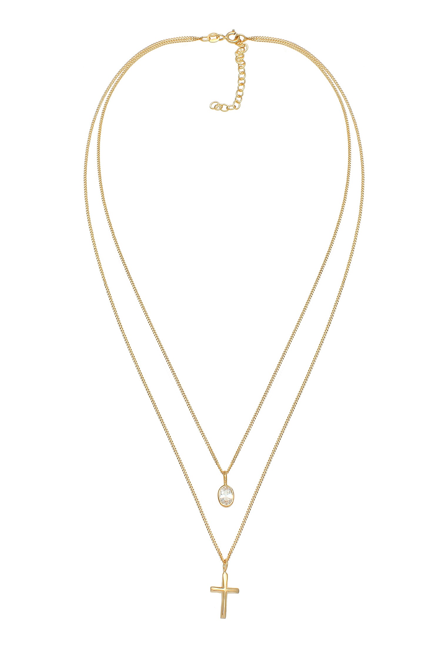 Elli Silberkette »Halskette Layer Zirkonia Kreuz Glaube 925 Silber«