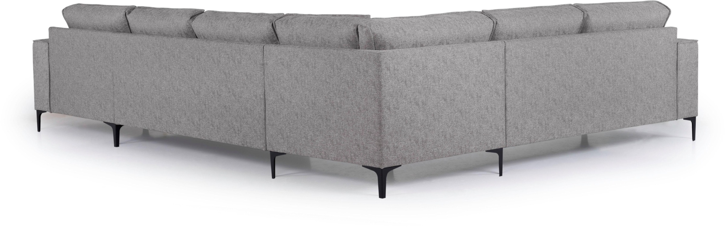 Places of Style Wohnlandschaft »XXL Sofa Oland, Struktur, Flachgewebe, Luxus-Microfaser, Boucle«, U-Form, 342 cm, Wellenunterfederung, Skandi-Design, Metallfüße