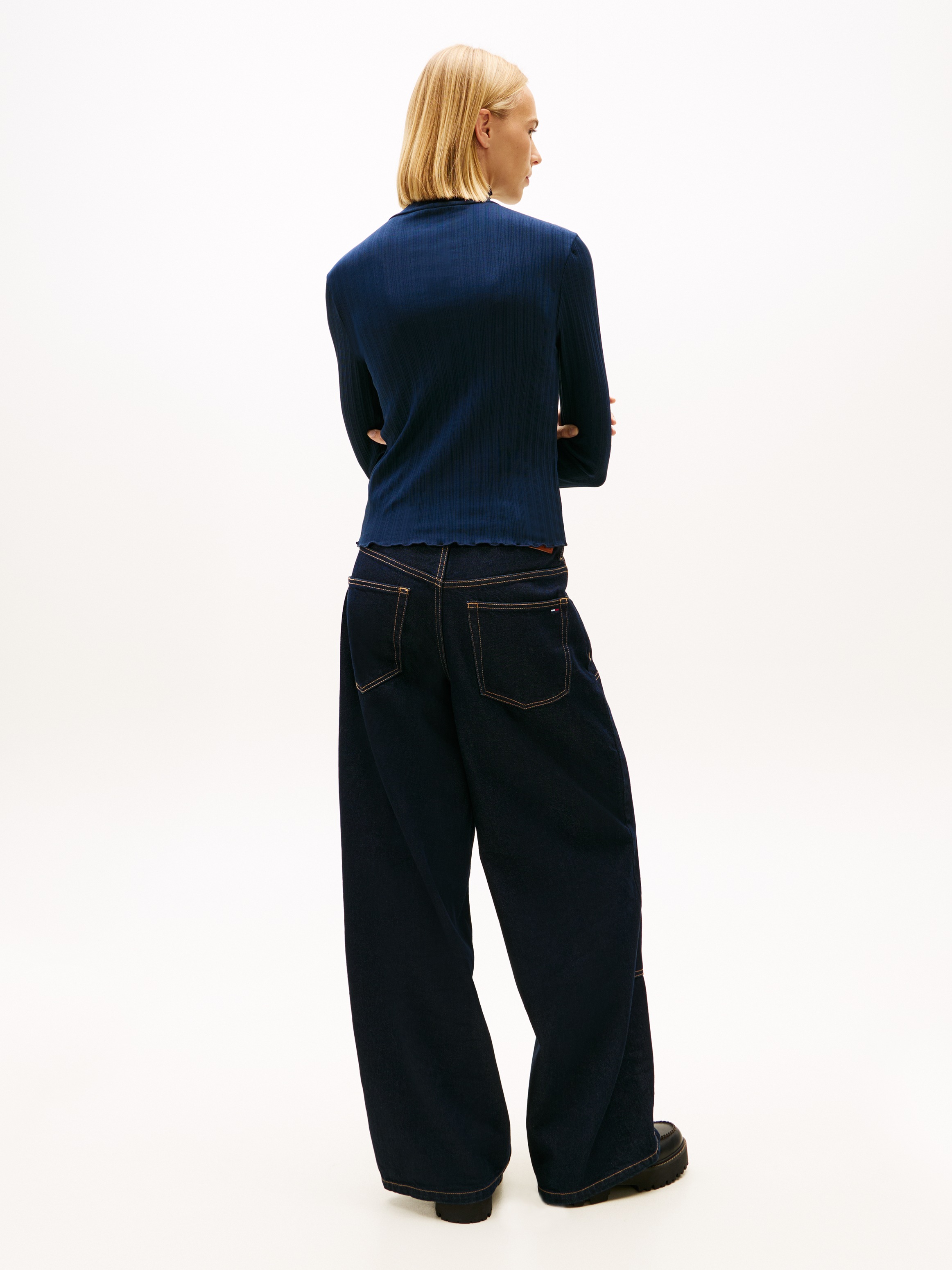 Tommy Jeans Langarmshirt »TJW SLIM RIB LETTUCE EDGE LS« Packung, 3 tlg. in gerippter Struktur