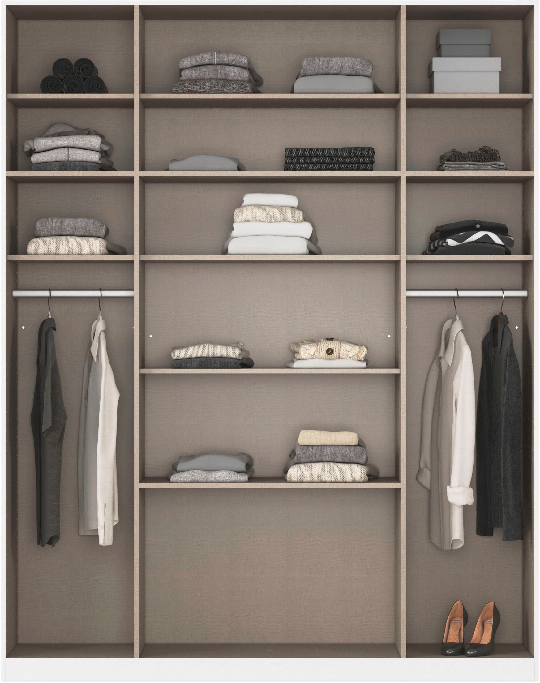 rauch Kleiderschrank »Schrank Drehtürenschrank Garderobe Ankleide Schlafzimmer HILDESHEIM« Breiten: 185/275 cm, Höhe 231 cm,  oberste Schublade mit praktischer Facheinteilung MADE IN GERMANY