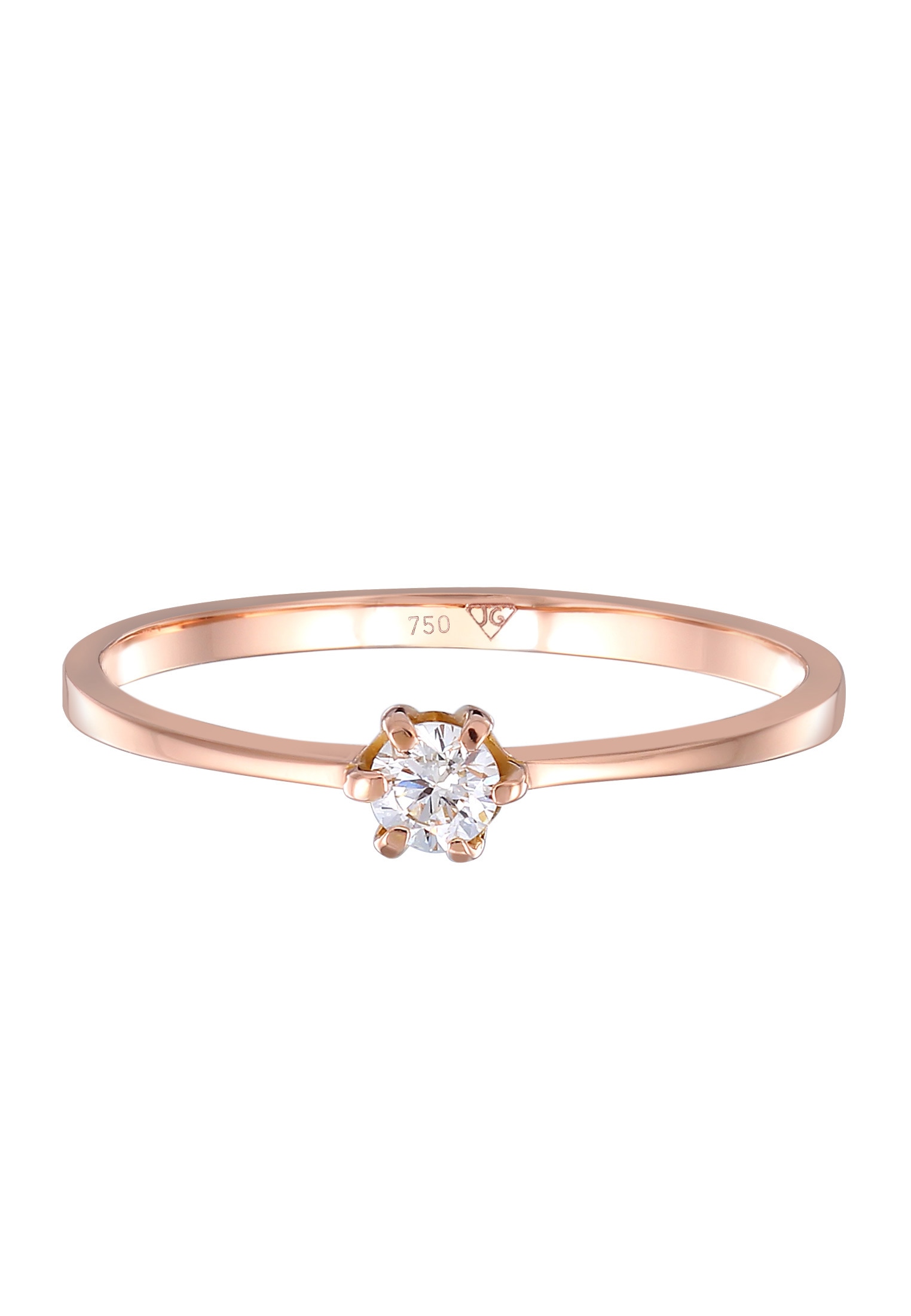 Elli DIAMONDS Diamantring »Ring Solitär Verlobung Diamant (0.11 ct.) 750 Roségold«